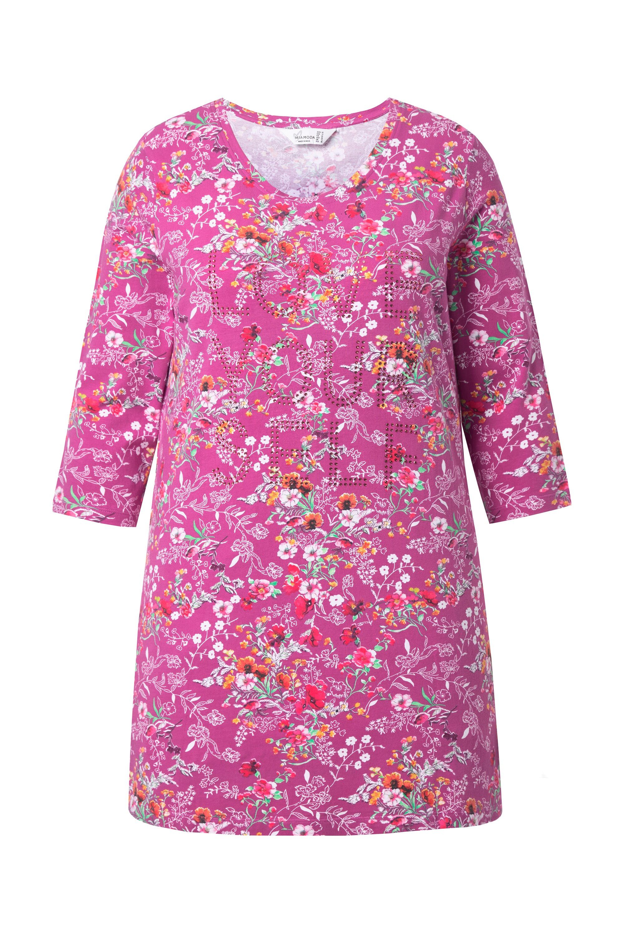 MIAMODA T-Shirt Longshirt Minimalmuster Glitzer-Statement günstig online kaufen