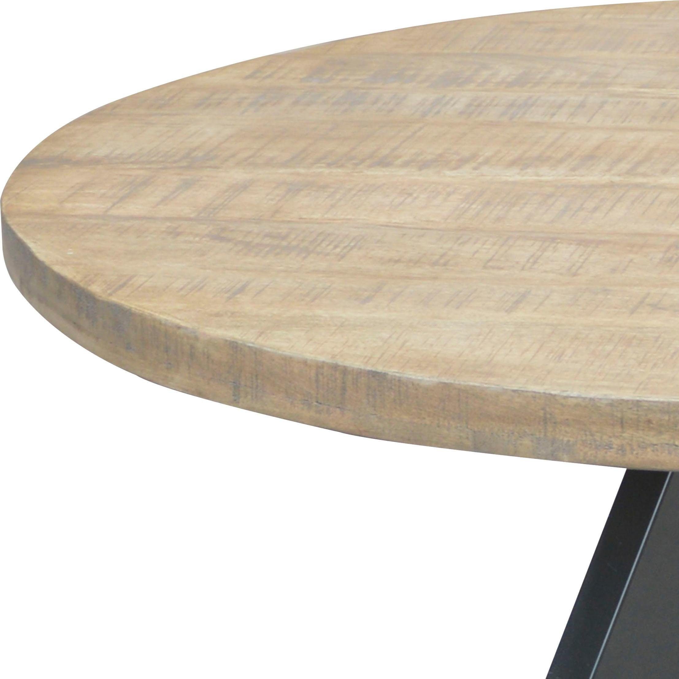 SIT Esstisch Runder Esstisch Mangoholz 120 cm Massivholz Vintage Industrial, mit Massivholzplatte aus Mangoholz, runder Tisch