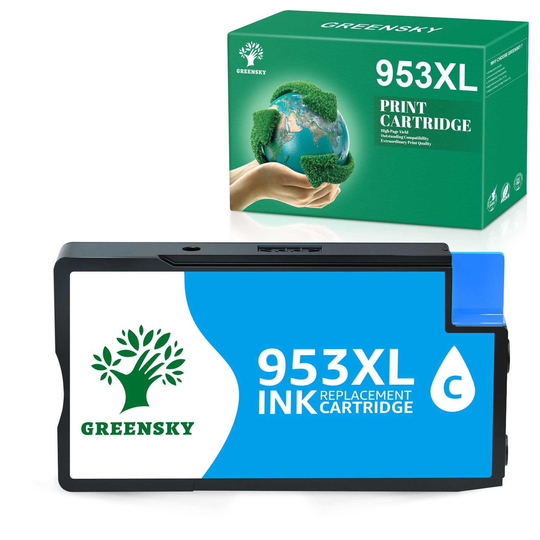 Greensky für HP 953 XL 953XL Officejet Pro 7710 7720 7730 8720 Tintenpatrone 1x Schwarz-1x Cyan