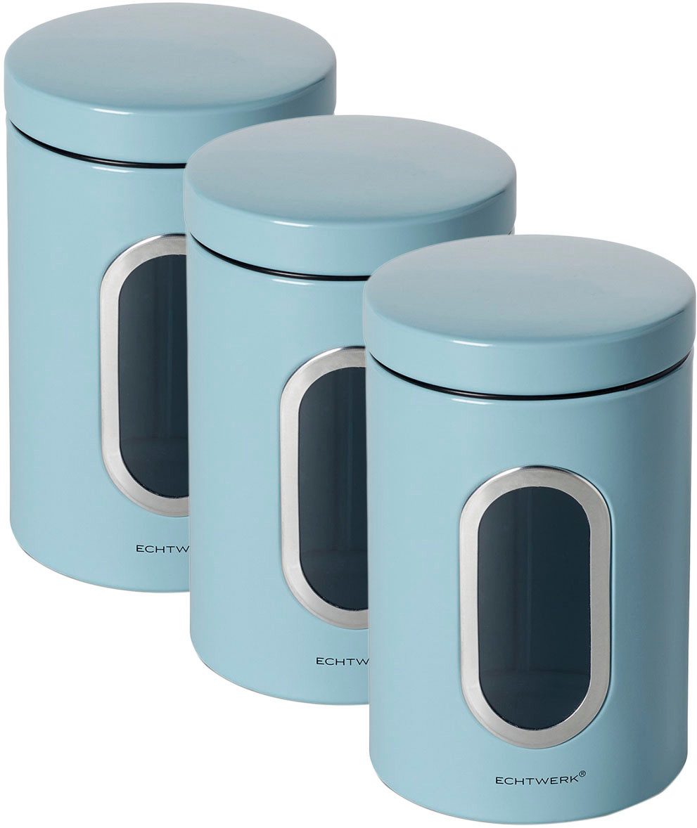 ECHTWERK Vorratsdose Aufbewahrungsdosen-Set, Metall, (Set, 3-tlg), für Mehl, Müsli, Kaffee oder Zucker, Klick-Deckel, großes Sichtfenster
