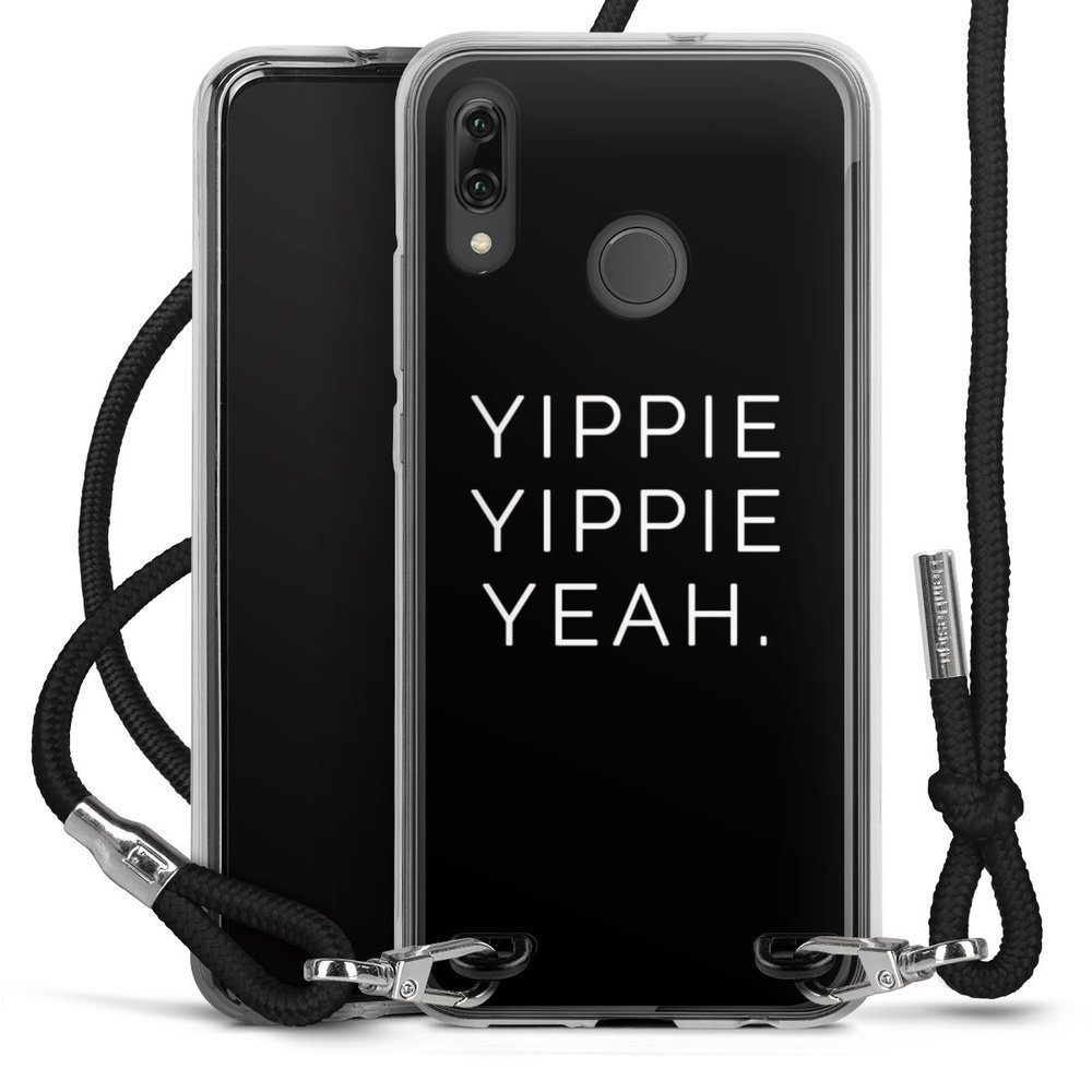 DeinDesign Handyhülle Yippie Yippie Yeah Black, Huawei Honor 10 Lite  Handykette Hülle mit Band Case zum Umhängen