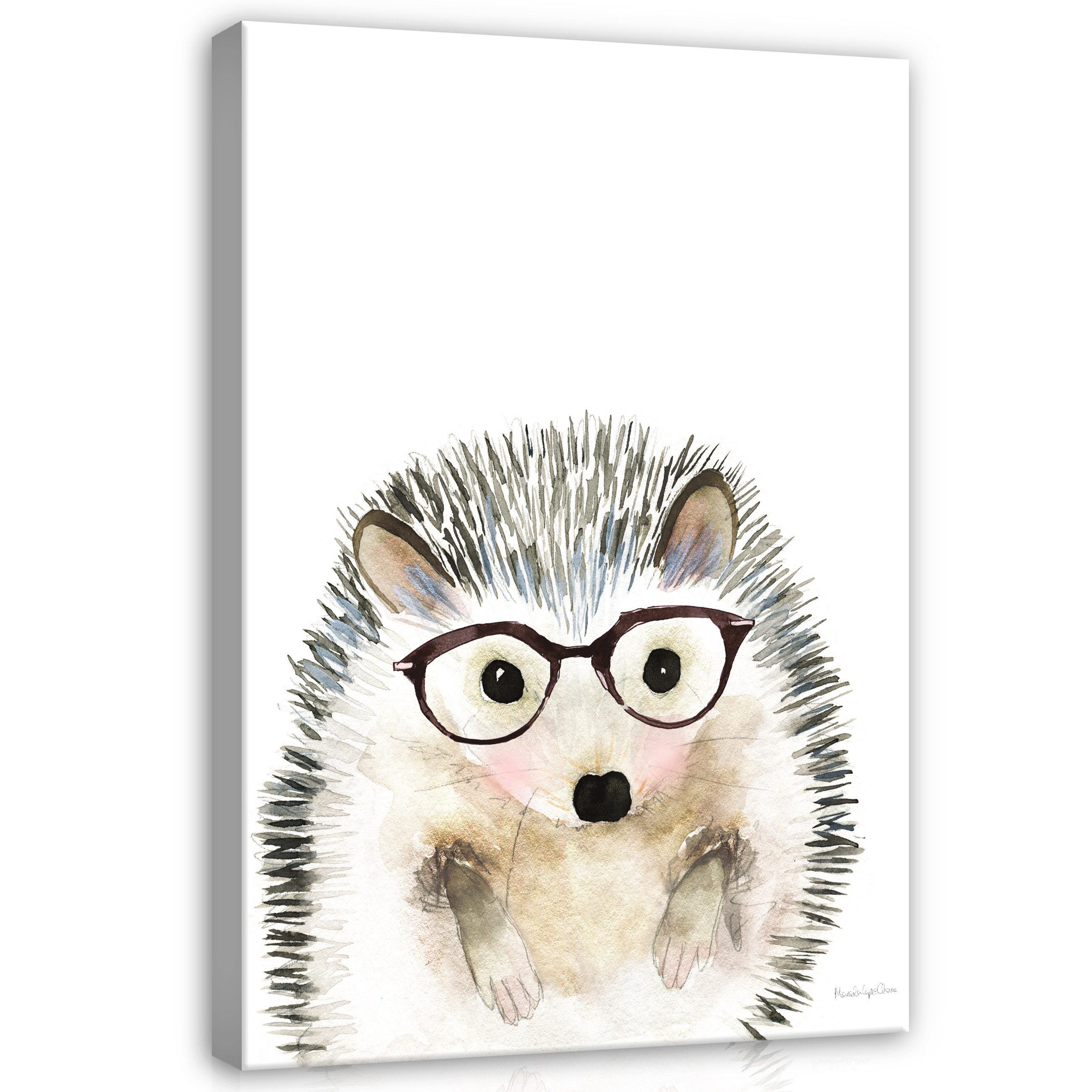 Wallarena Leinwandbild Kinderzimmer Tiere Igel Mädchen Wandbild Wand Deko Leinwandbilder, Tiere - Igel (Einteilig, 1 St), Leinwand Изображения Kinderzimmer Kinder Wandbilder Leinwandbilder