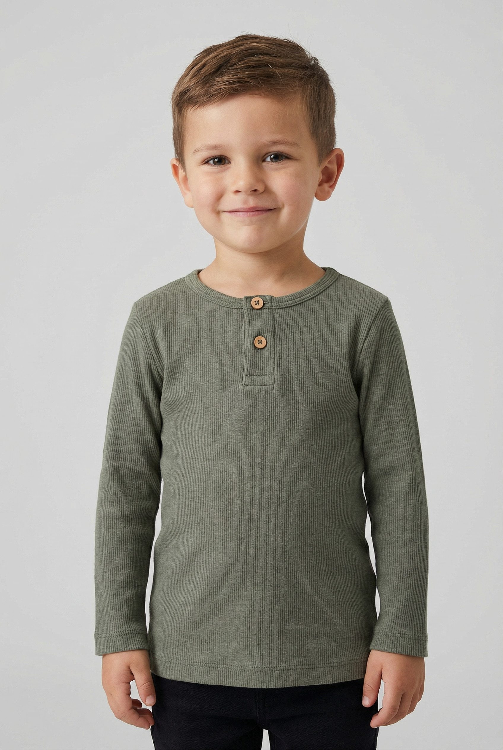Name It Langarmshirt NMMKAB LS TOP NOOS Im Henley-Stil - mit kurzer Knopfleise, normal geschnitten
