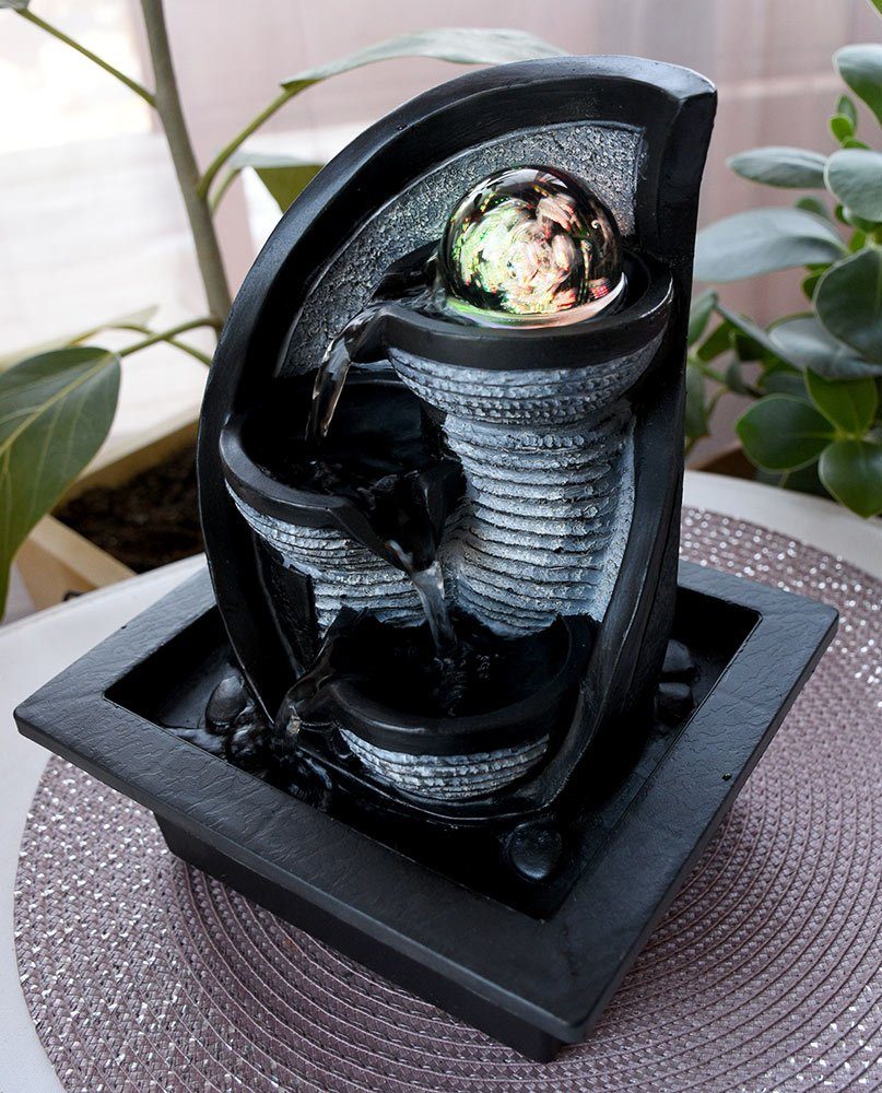 Gartenbrunnen, TischBrunnen Springbrunnen mit LED Beleuchtung