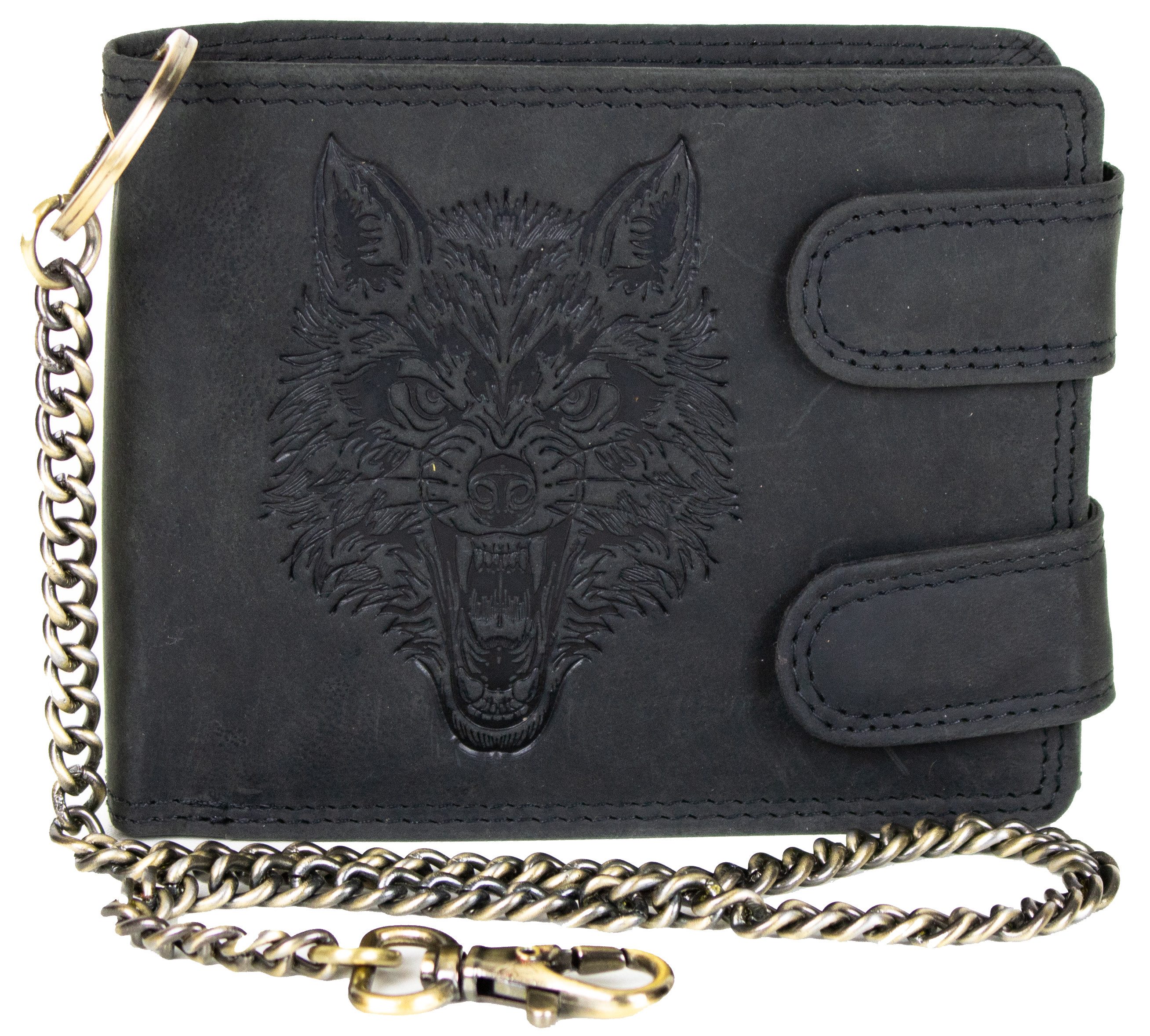 MDM Geldbörse Biker Leder Geldbörse Querformat, Kette, RFID, Vintage Portem günstig online kaufen