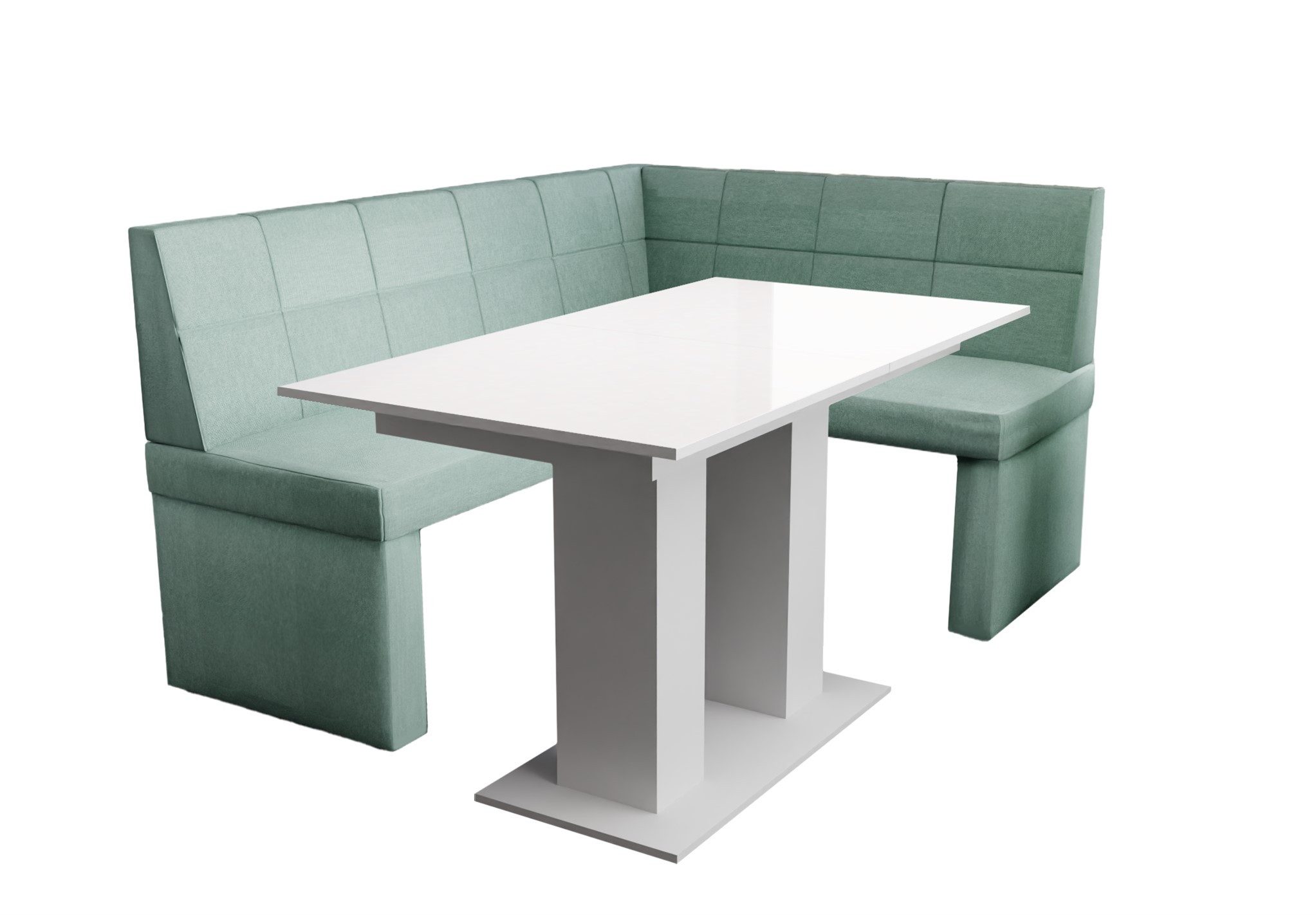 Fun Möbel Eckbankgruppe Eckbankgruppe „BLAKE XL“ Größe 196x142cm mit Tisch Weiß Hochglanz, ausziehbarer Tisch