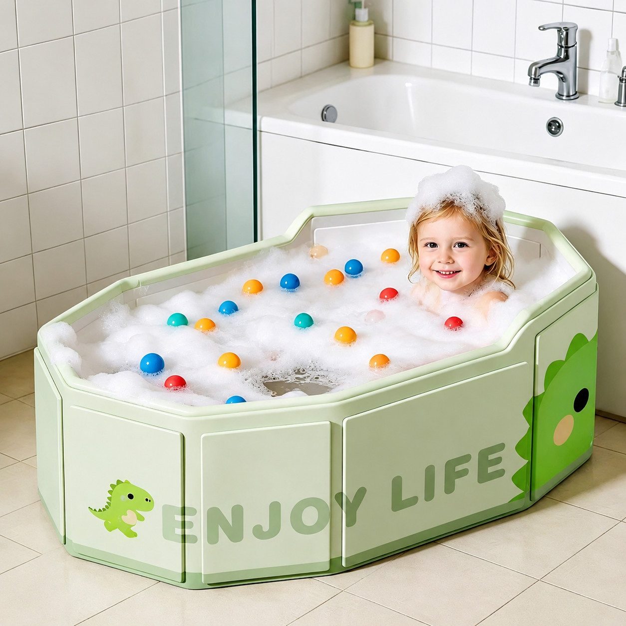 Toomoke Babybadewanne Faltbare Badewanne für Kinder,Tragbares Waschbecken,75 x 45 x 23cm, (mit 28 cm Rückenlehne,für Neugeborene und Kleinkinder), BPA-frei, Rutschfest,Sicher,umweltfreundliches PVC