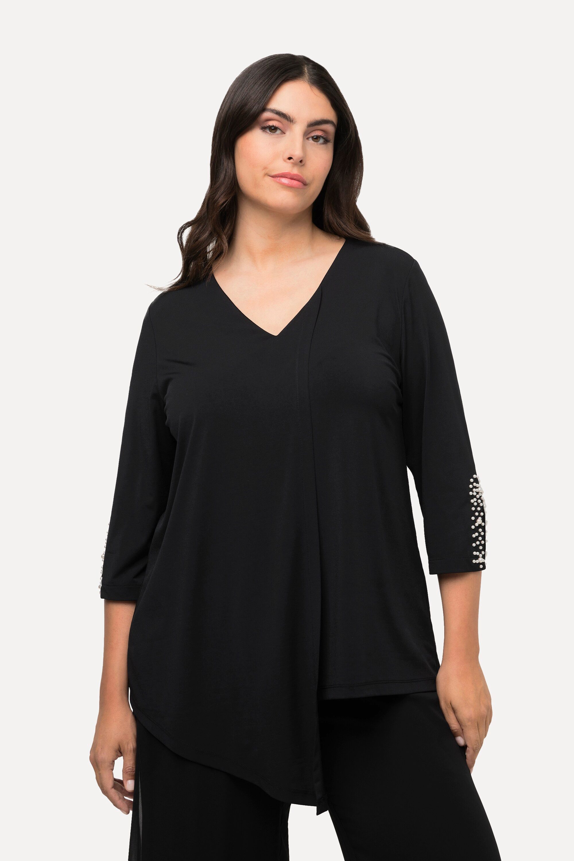 Ulla Popken Tunika Bluse Zierfalte Perlen günstig online kaufen