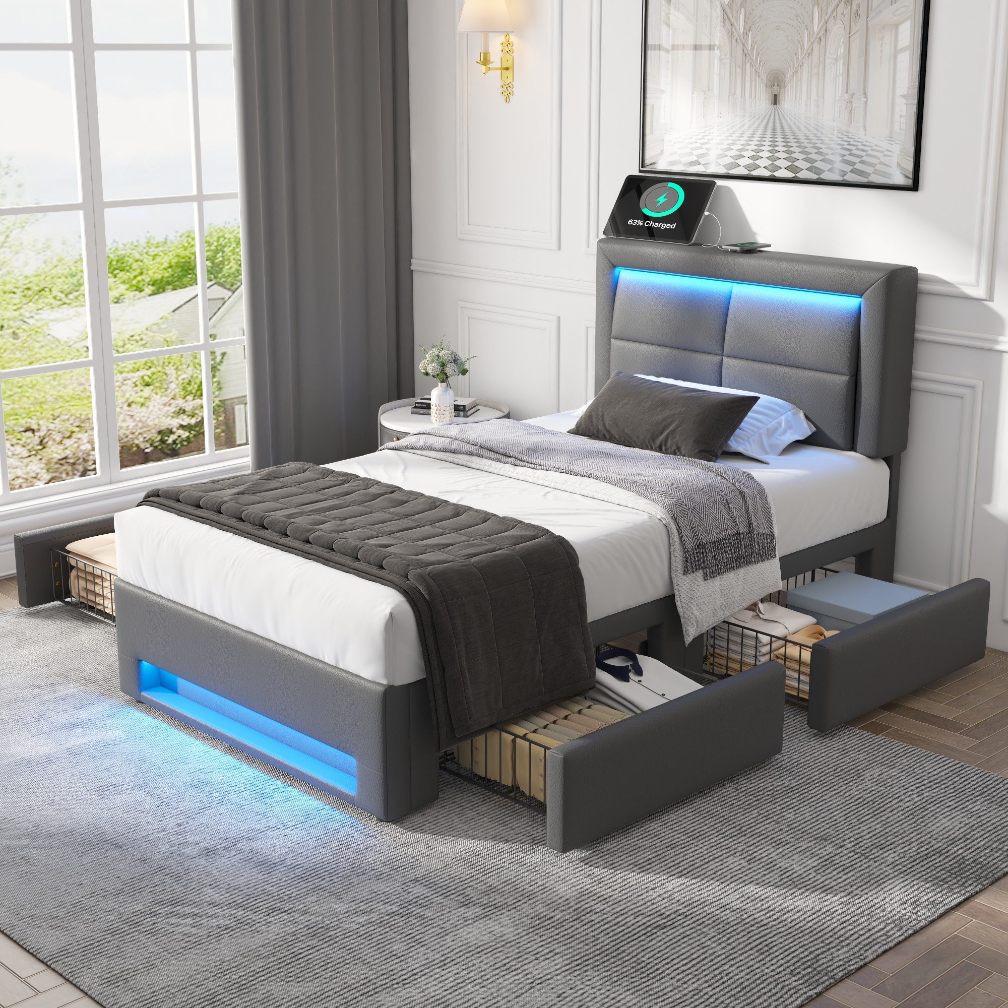 Flieks Polsterbett, LED Einzelbett 90x200cm mit günstig online kaufen