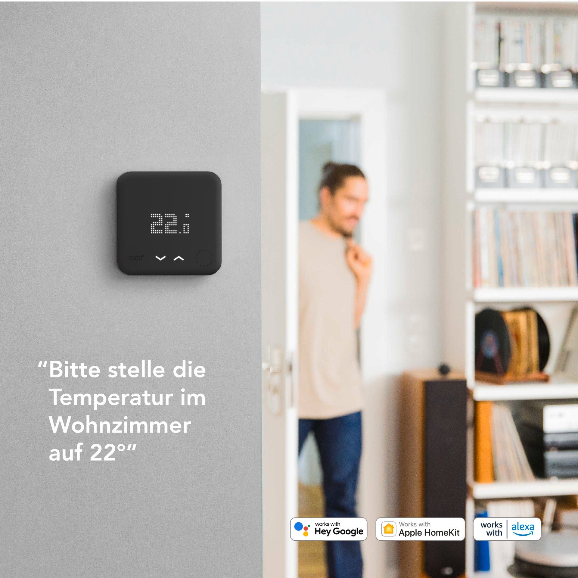 Tado Heizkörperthermostat Starter Kit Smartes (Verkabelt) Edition schwarz Black Thermostat V3+ 