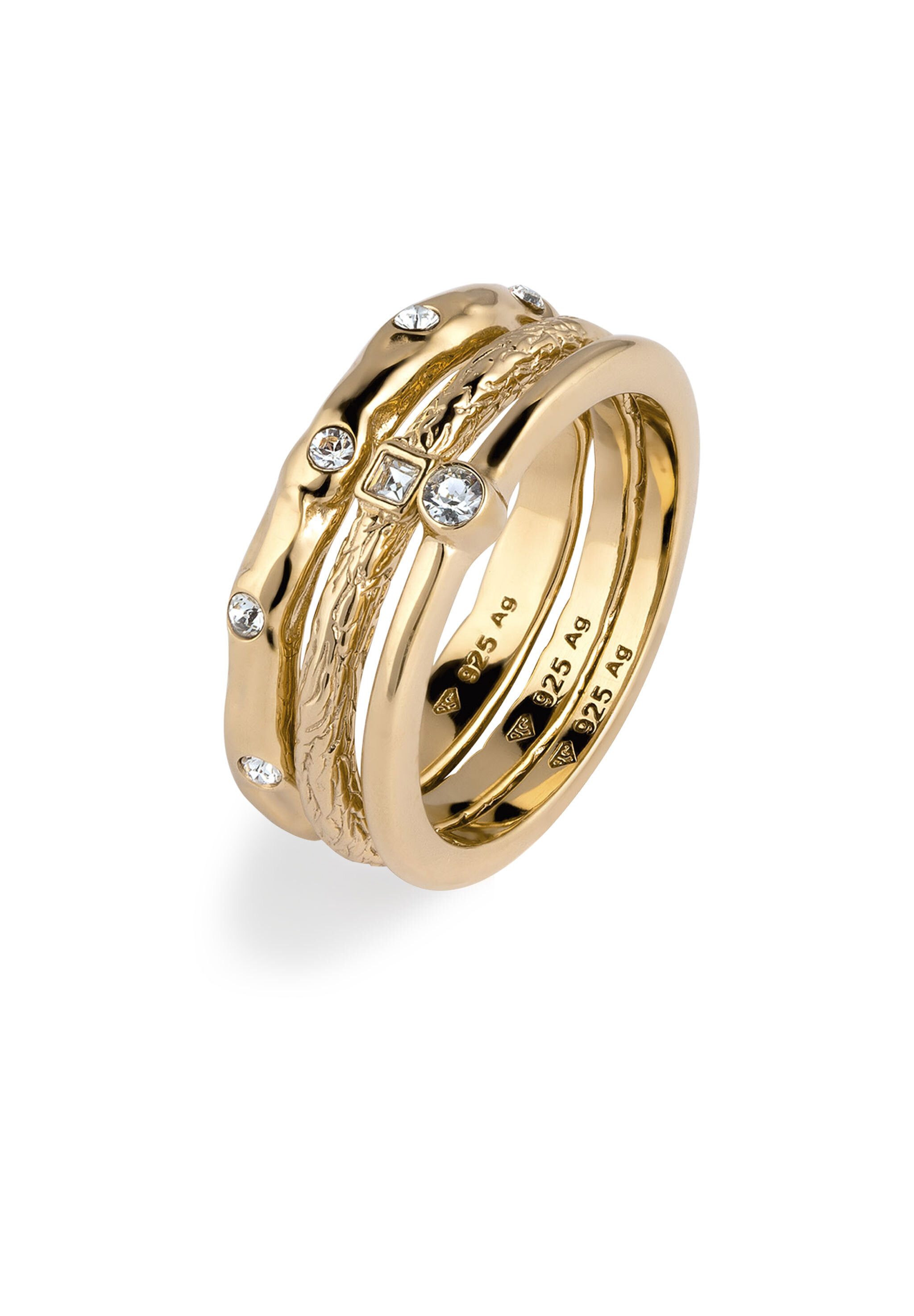 Elli Ring-Set Ringset Glas Kristalle Weiß (3 tlg) 925 Sterling Silber günstig online kaufen