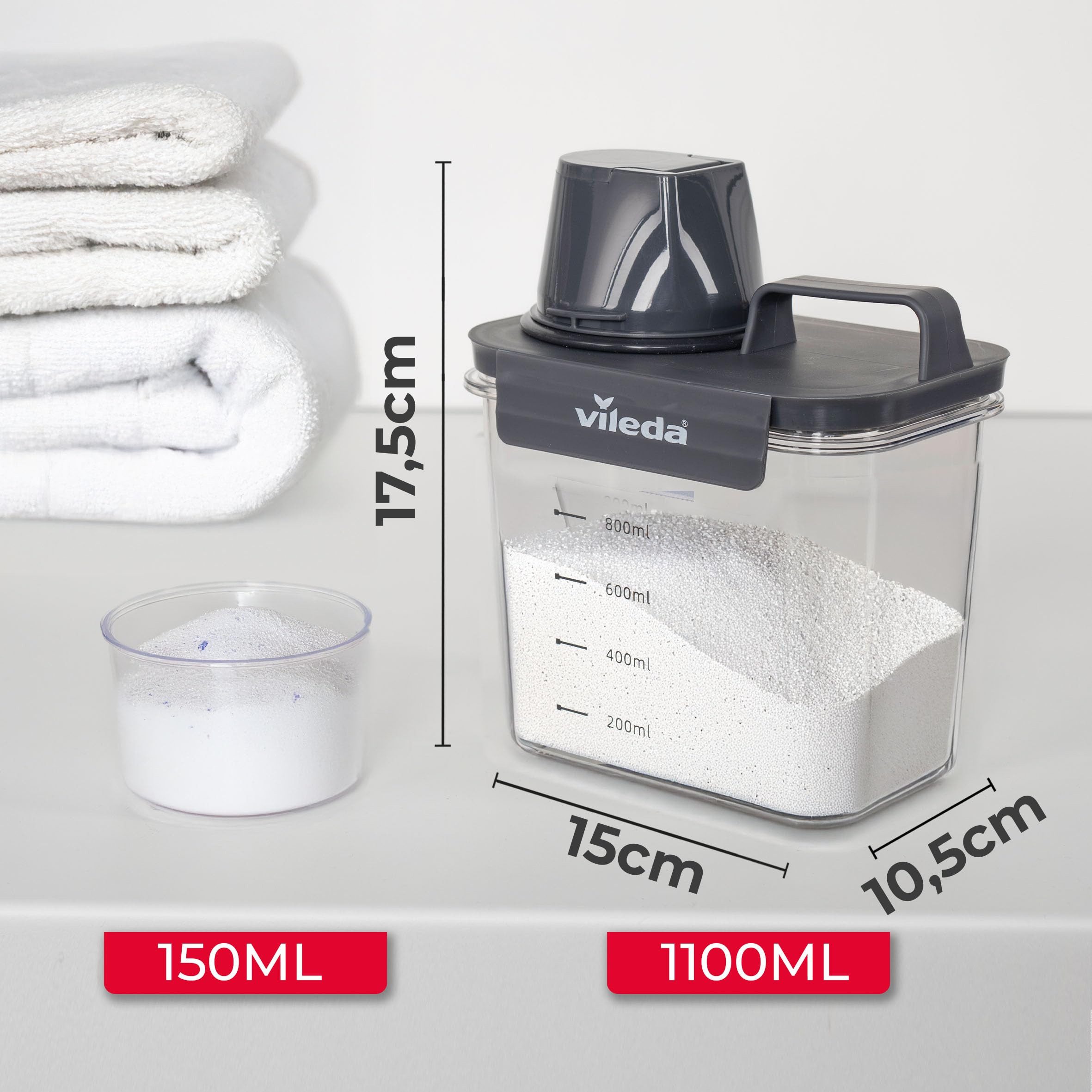 Vileda Aufbewahrungsbox Waschmittelbox 1100ml grau (Set), günstig online kaufen