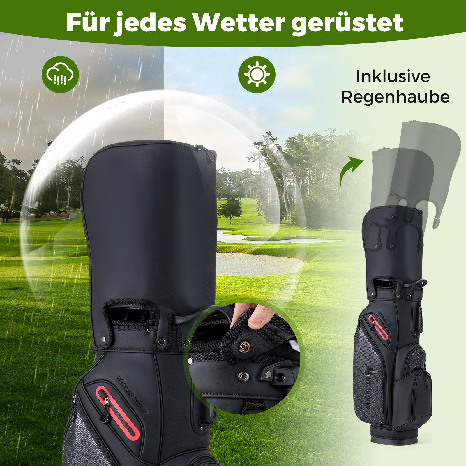 COSTWAY Golfschläger + Golfbag, Mit Schlägern & Tragbare Leichte Golftasche