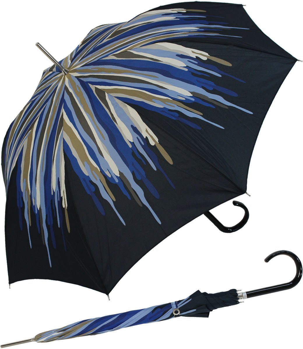 doppler® Langregenschirm extravagant bedruckter Damenschirm Auf-Automatik, der besondere Schirm für den großen Auftritt blau