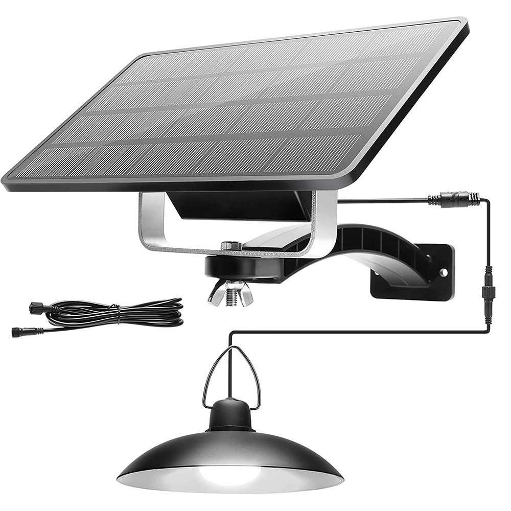 Rosnek LED Solarleuchte 1/2/3/4 Kopf, Solar-Pendelleuchten, für Shop Hof Garage Veranda, Weiß, 1 Solarmodul mit 1 Lampe, Tageslichtweiß, IP65 wasserdicht, LED-Schuppen-Leuchten