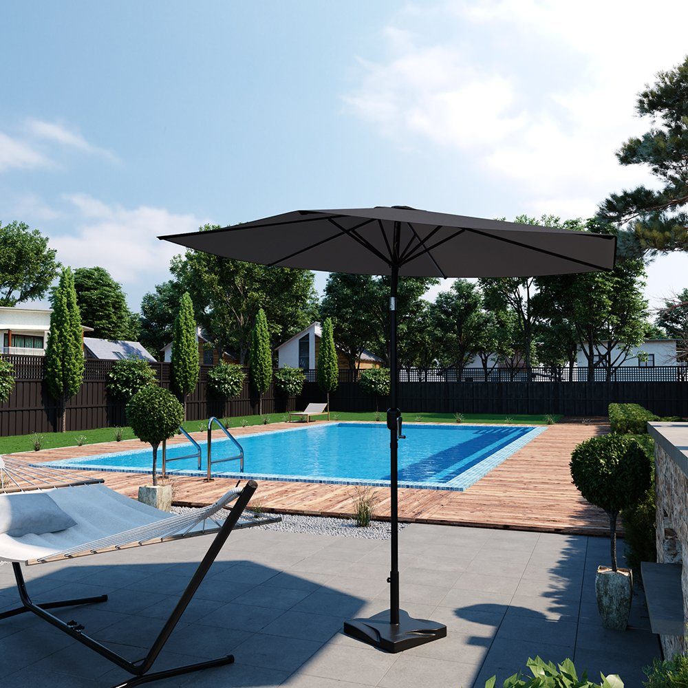 OK-Living Sonnenschirm, Anthrazit, 270 cm mit Schutzhülle und Ständer