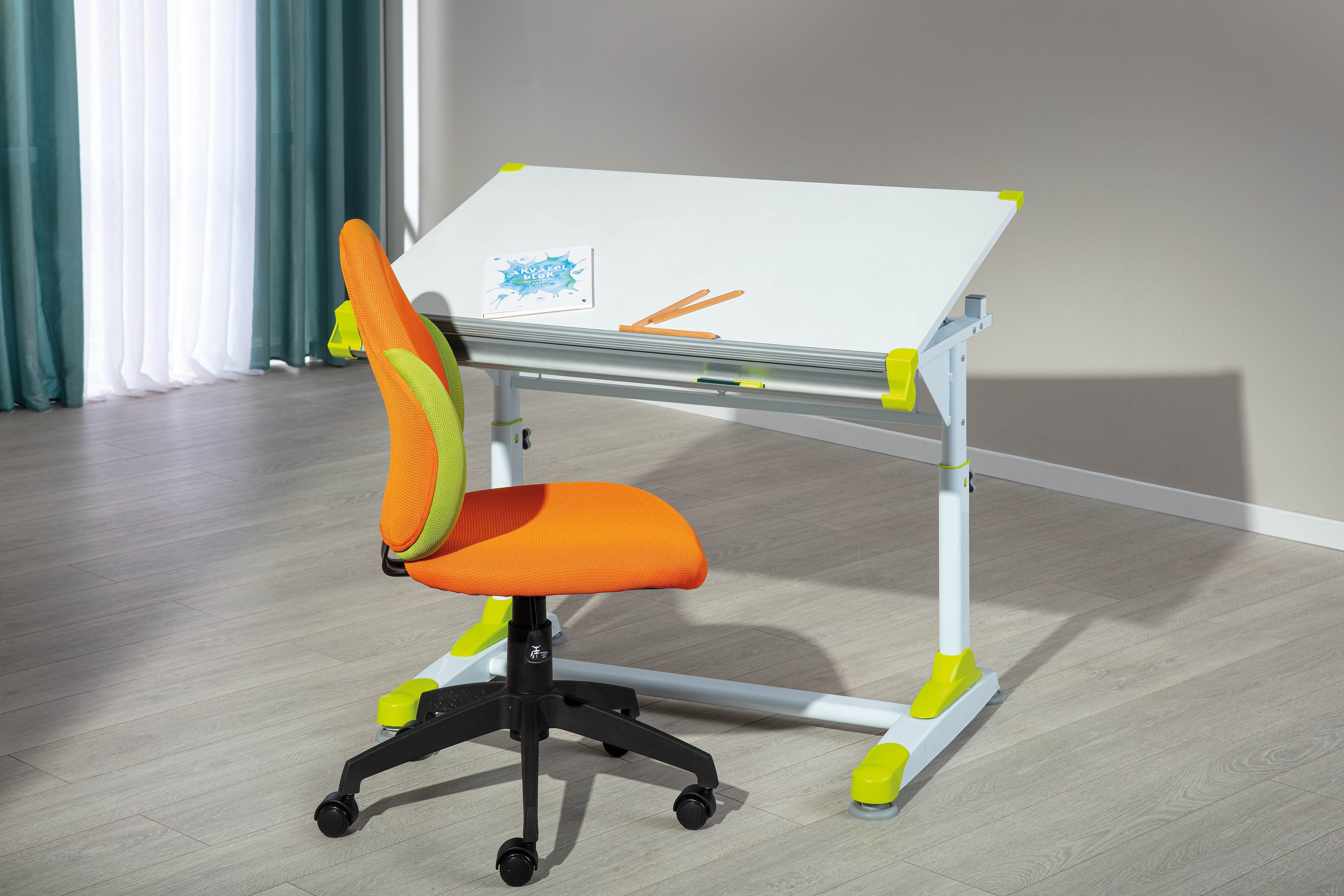 Inter Link Schreibtisch 2Colorido, mit Tischplatte höhenverstellbarer neigbarer Kindertisch