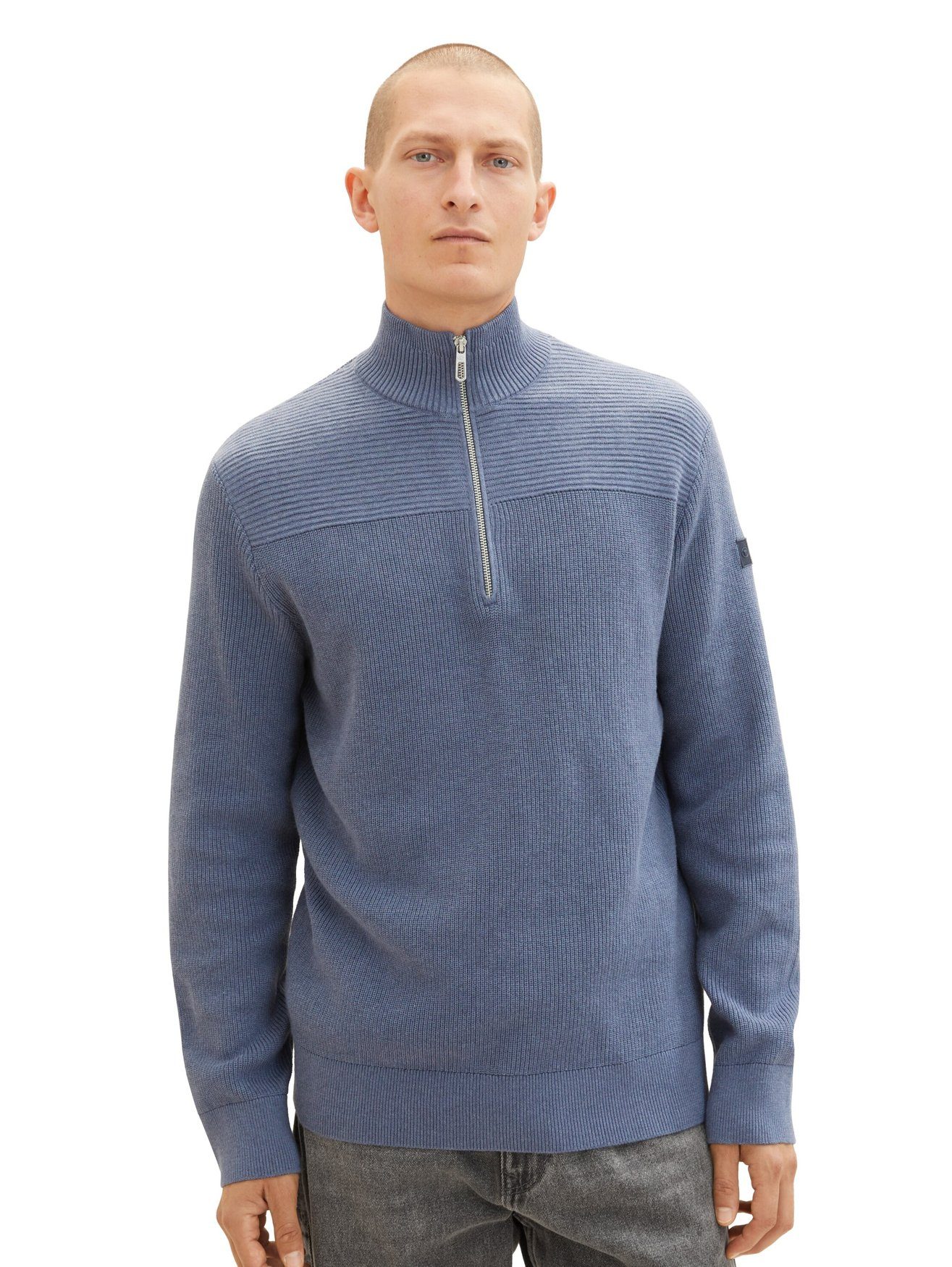 Strickpullover Reißverschluß Structured Knit Troyer
