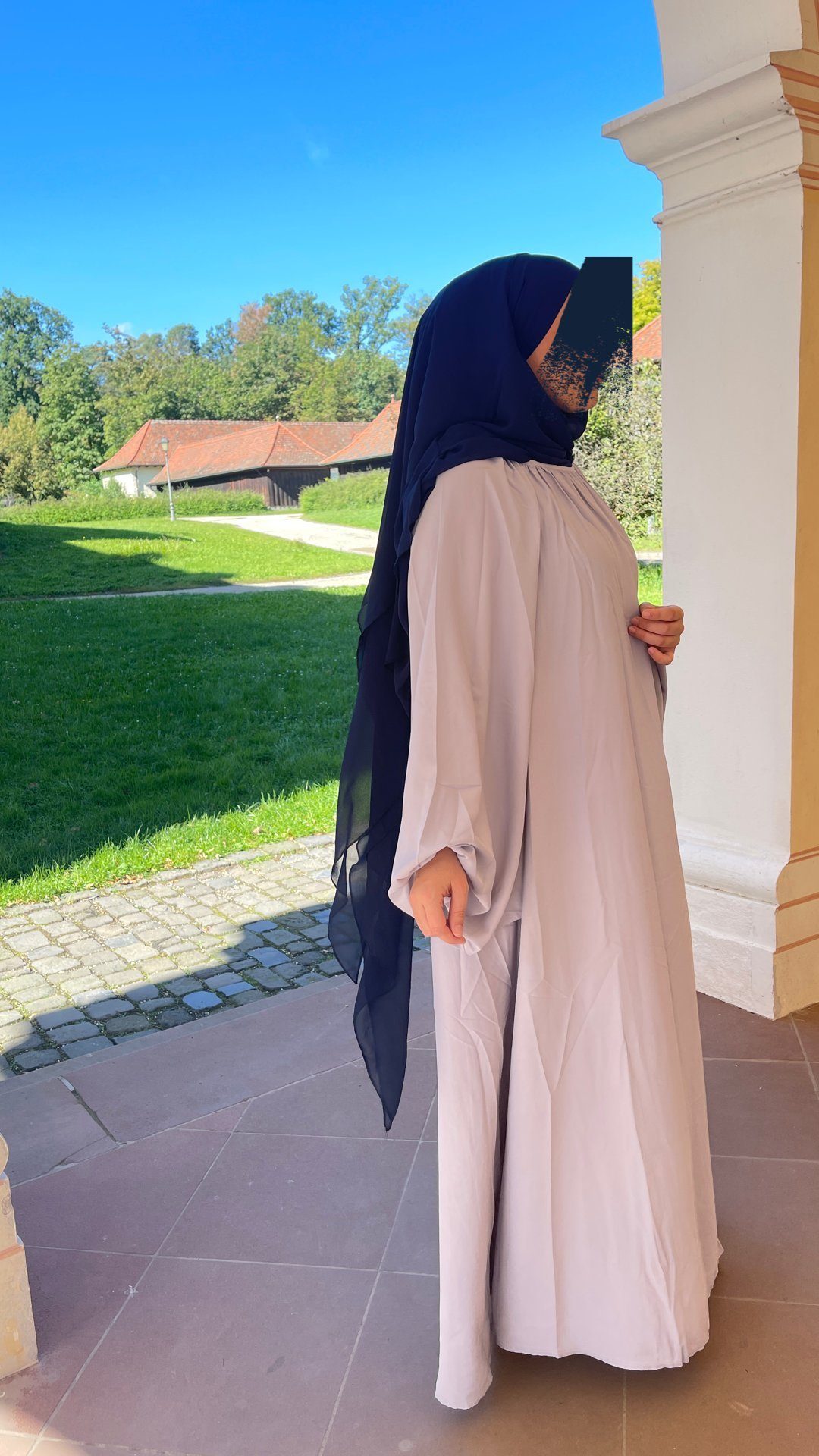 Medina NAIMA Seide Ballonärmel mit HIJABIFY Kleid Abaya Silber Brautkleid