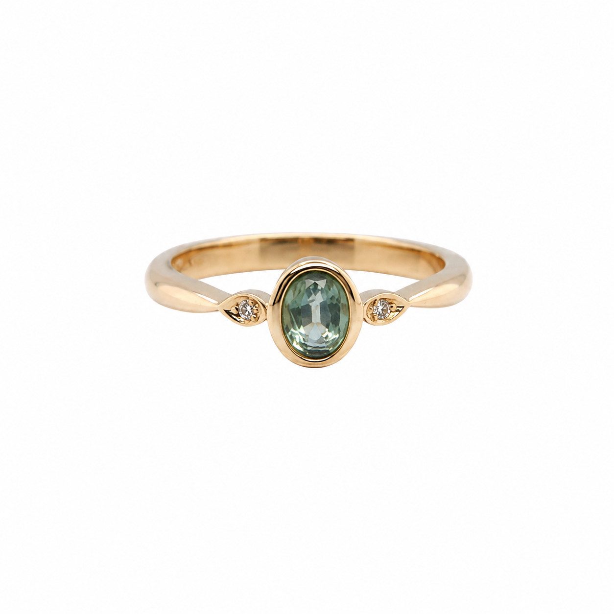 Sogni d'oro Fingerring "Mintschimmer" mit grünem Kyanit und Brillanten, Gelbgold 375