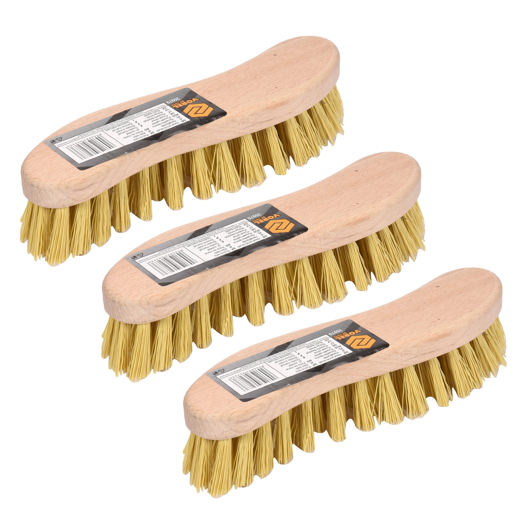 Yato Reinigungsbürste 3 x Scheuerbürste aus Buchenholz 200mm Arbeitsbreite Typ 35970
