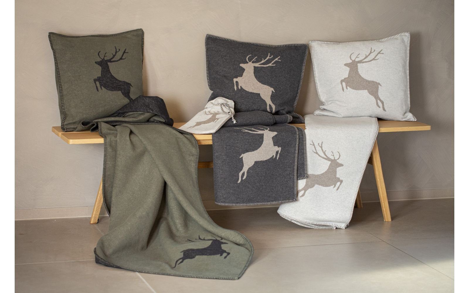 Wohndecke David Fussenegger SYLT Baumwolldecke "Hirsch" 4117, DAVID FUSSENEGGER