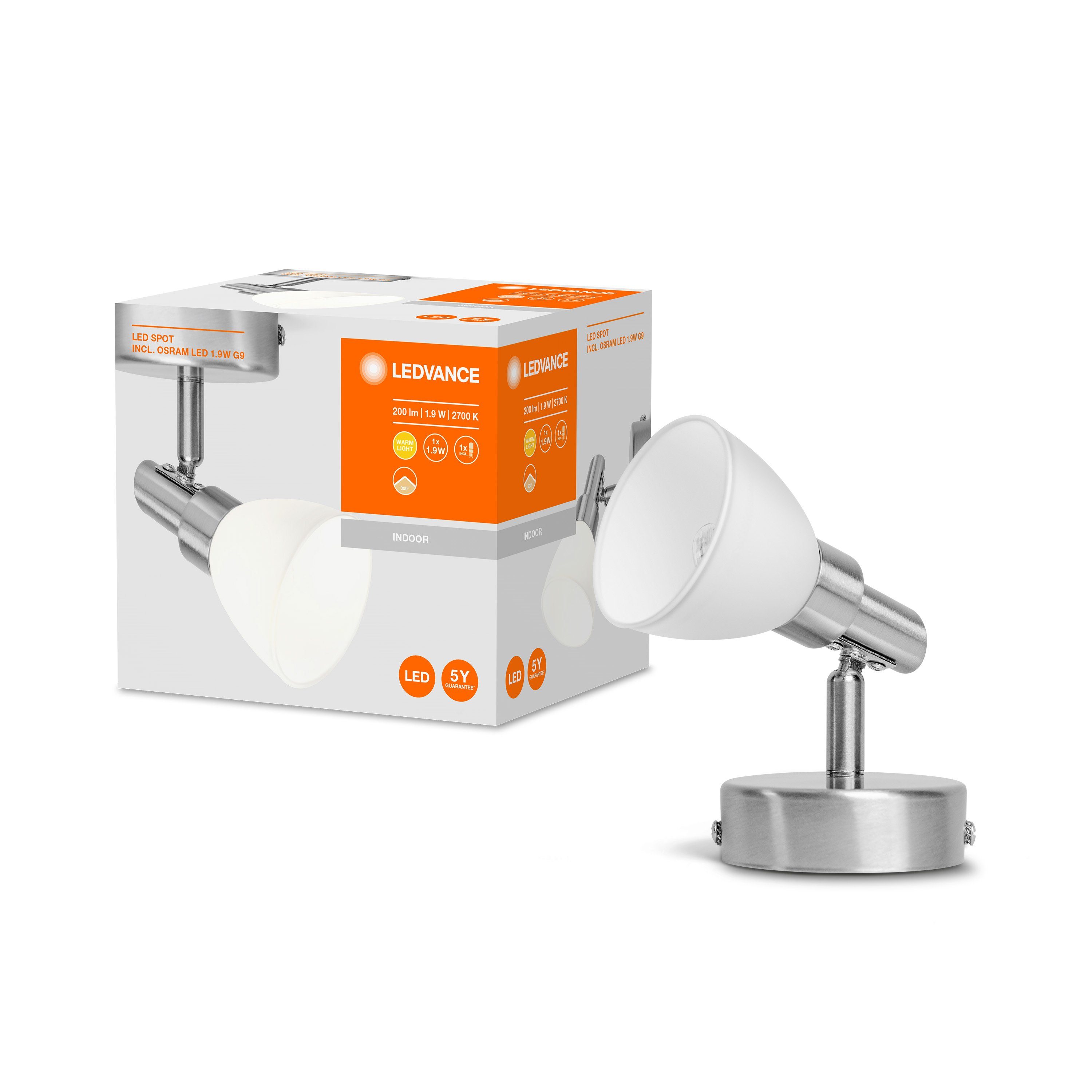 Ledvance Deckenleuchte LED Spot G9, LED wechselbar, Warm weiß, Deckenlampe, Wandlampe