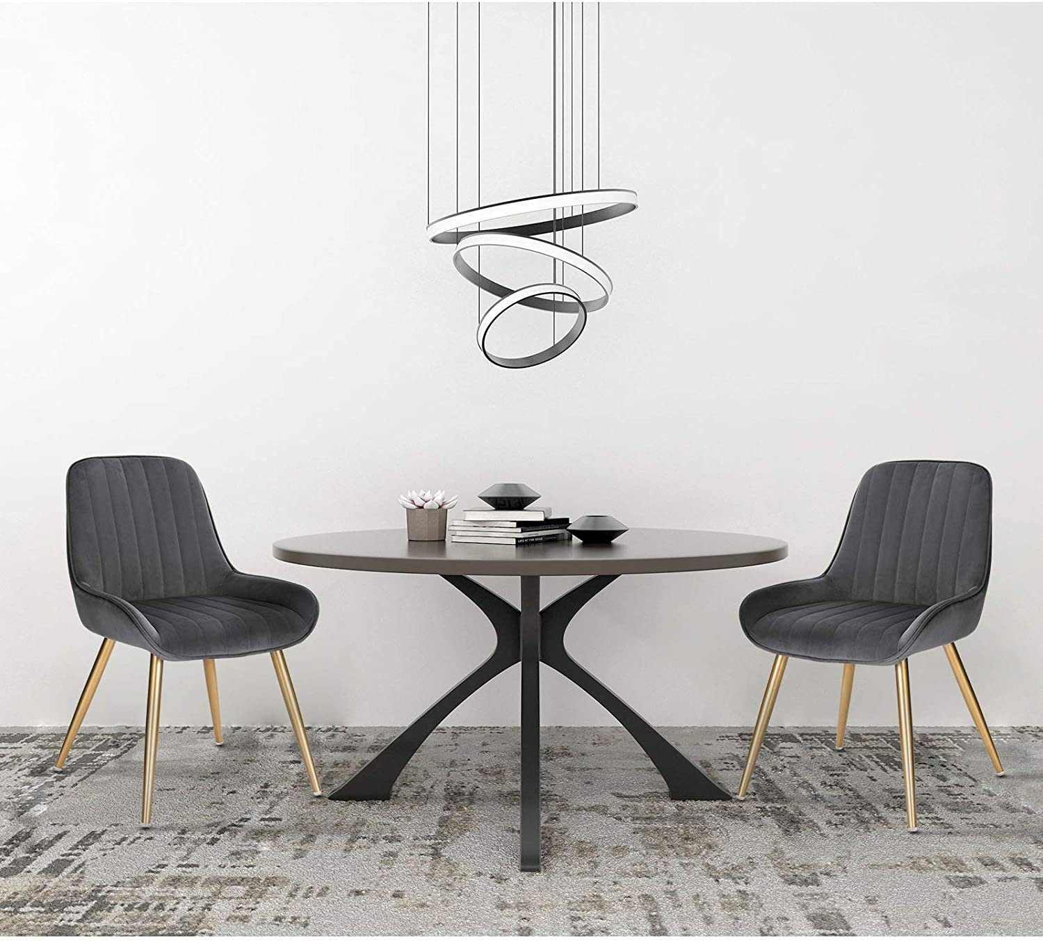 EUGAD Esszimmerstuhl (2 St), Retro, Sitzfläche aus Samt, mit Metallbeine günstig online kaufen