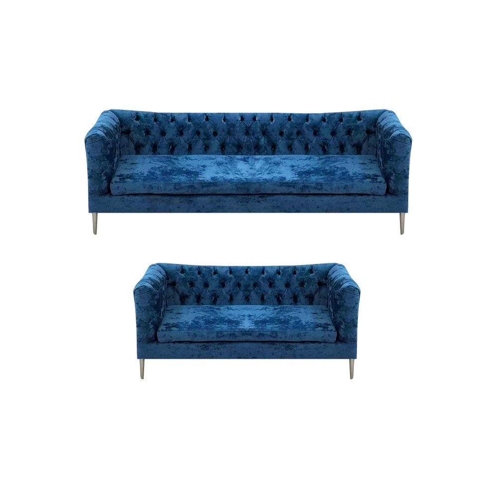 JVmoebel Chesterfield-Sofa Blaues Polstersofa im modernen Design aus hochwertigem Material, 2 Teile, Made in Europa
