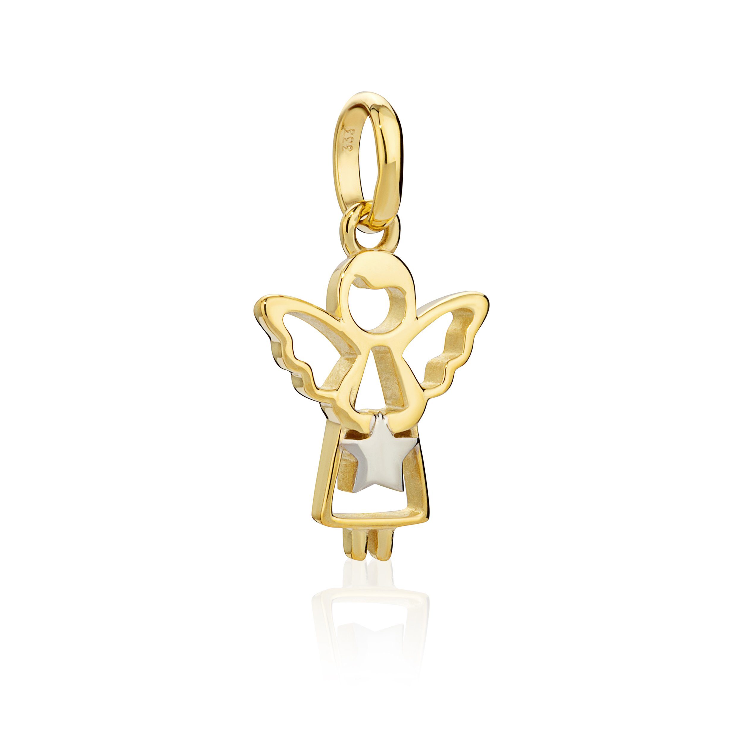 Kettenanhänger Kettenanhänger Engel 333 Gelb Gold 8 Karat Bicolor