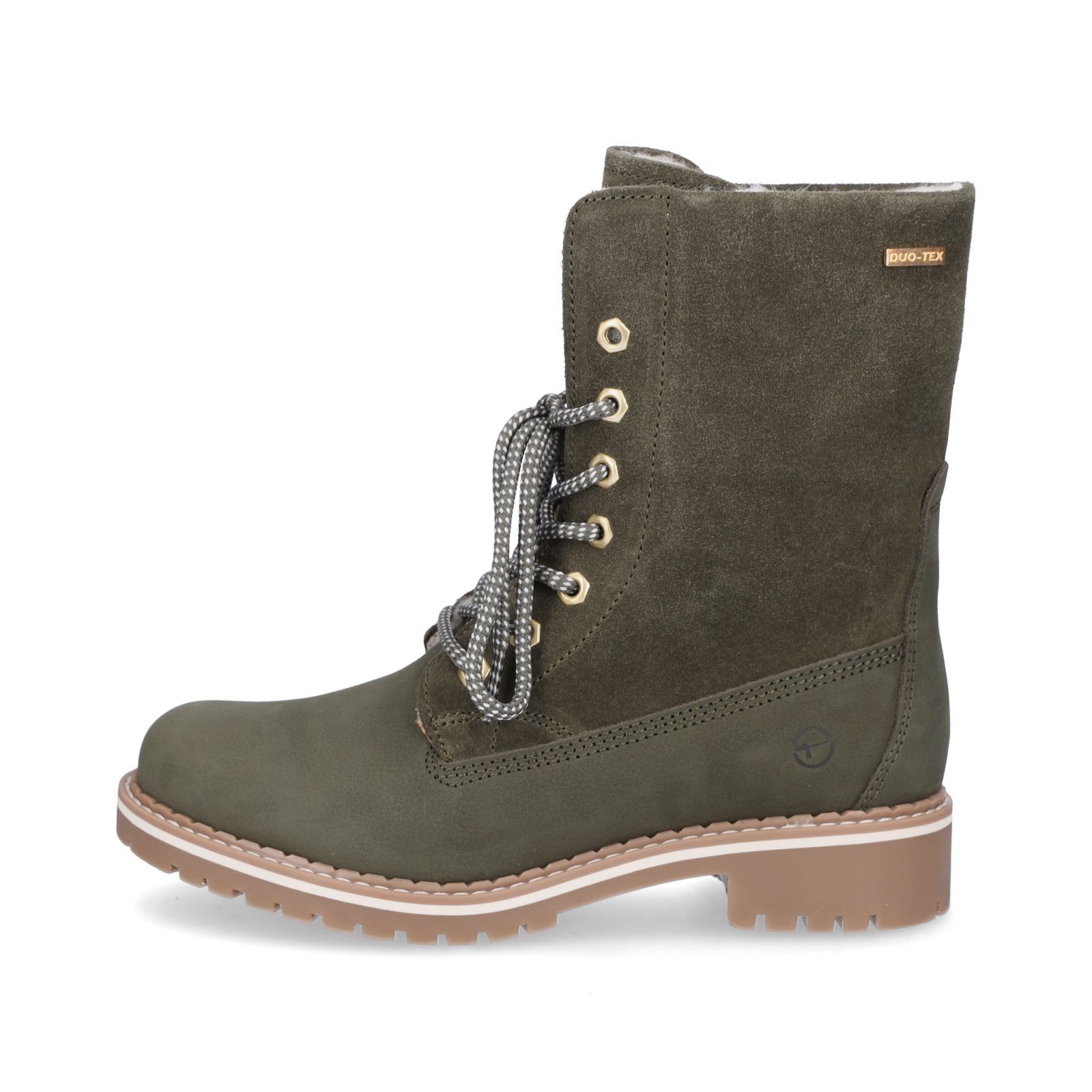 Schnürboot Leder Damen Tamaris olive Schnürboots Tamaris