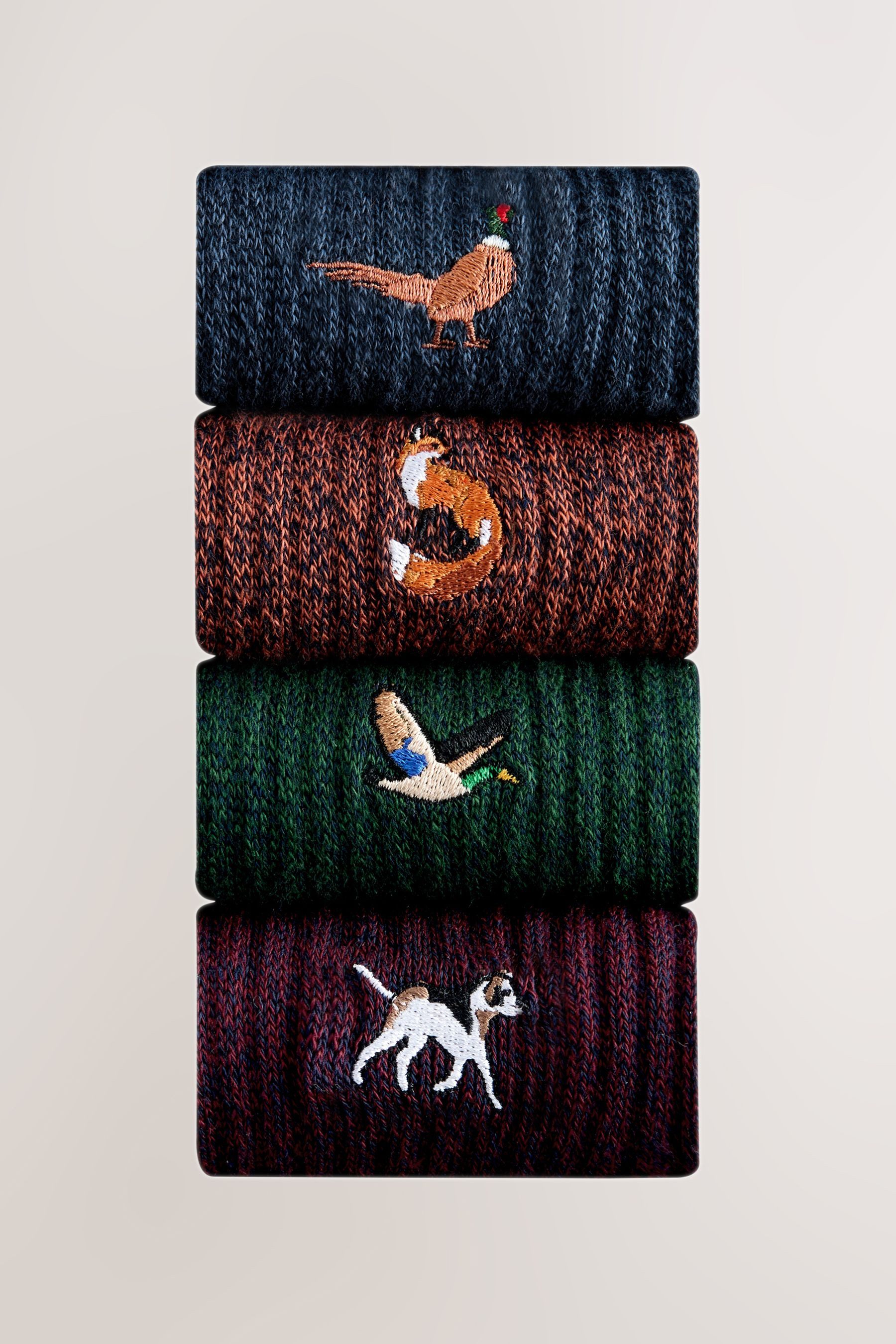 Next Basicsocken Dicke Socken mit Hirsch-Stickerei, 4er-Pack (4-Paar) günstig online kaufen