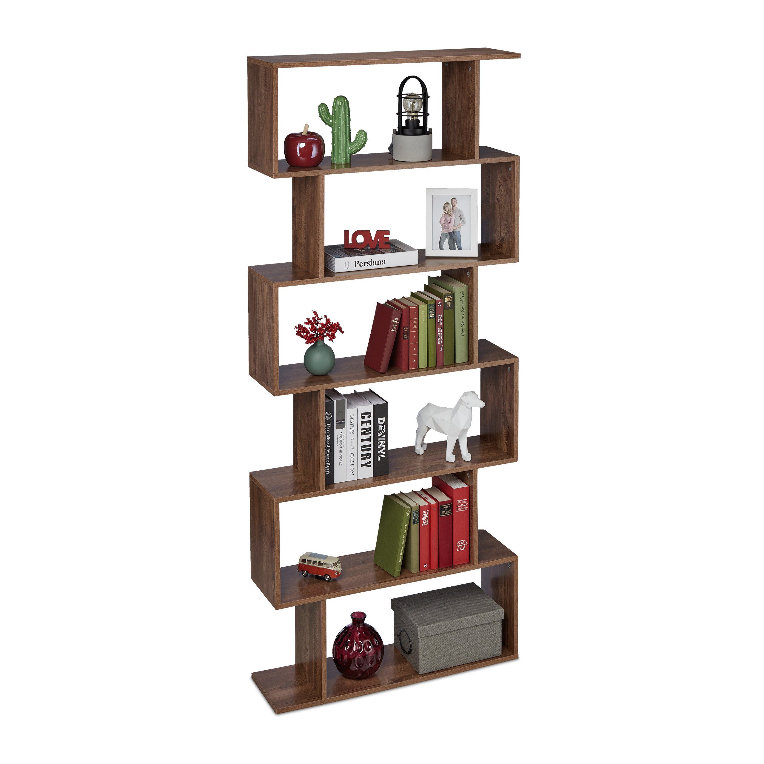 relaxdays Bücherregal Hohes Bücherregal braun günstig online kaufen