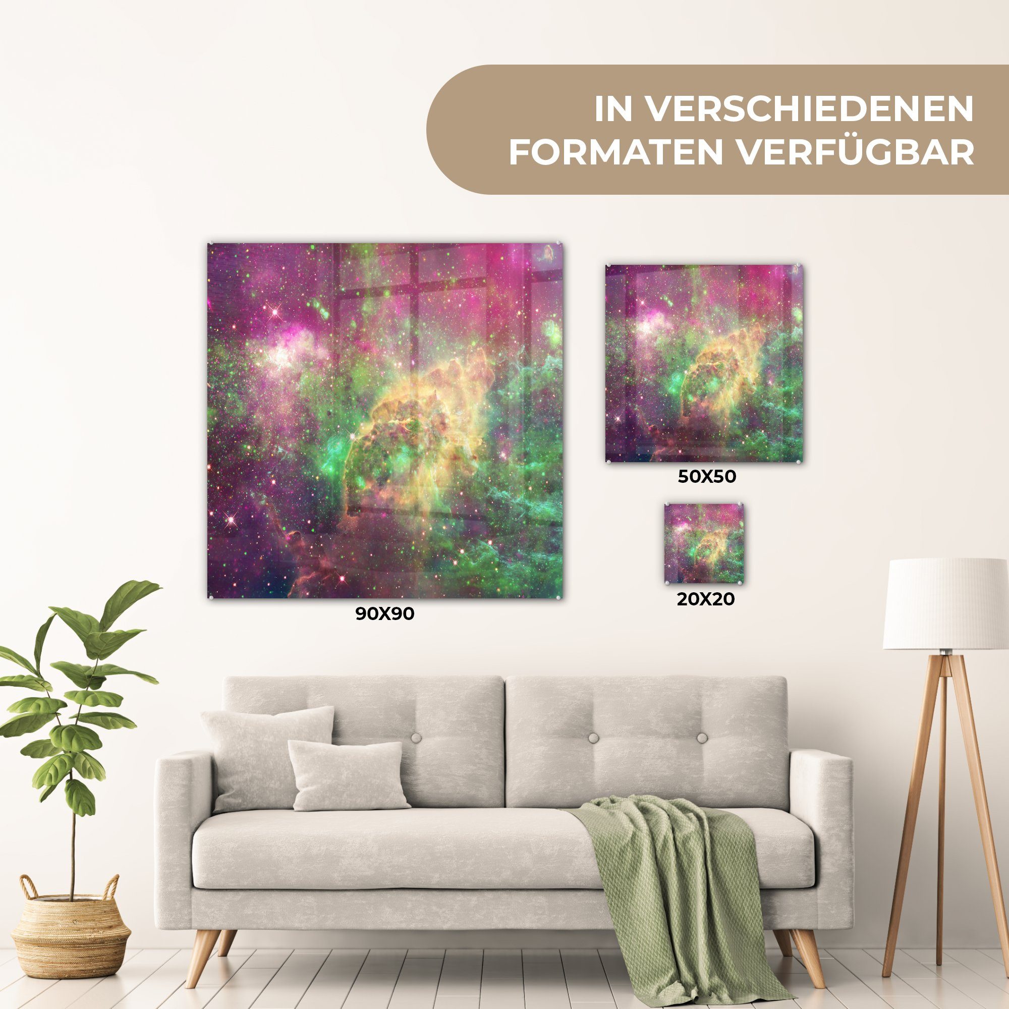 MuchoWow Acrylglasbild Foto St), - Wanddekoration Sterne (1 - Weltraum Glas Wandbild Farben, Glasbilder Bilder - Glas auf auf - 