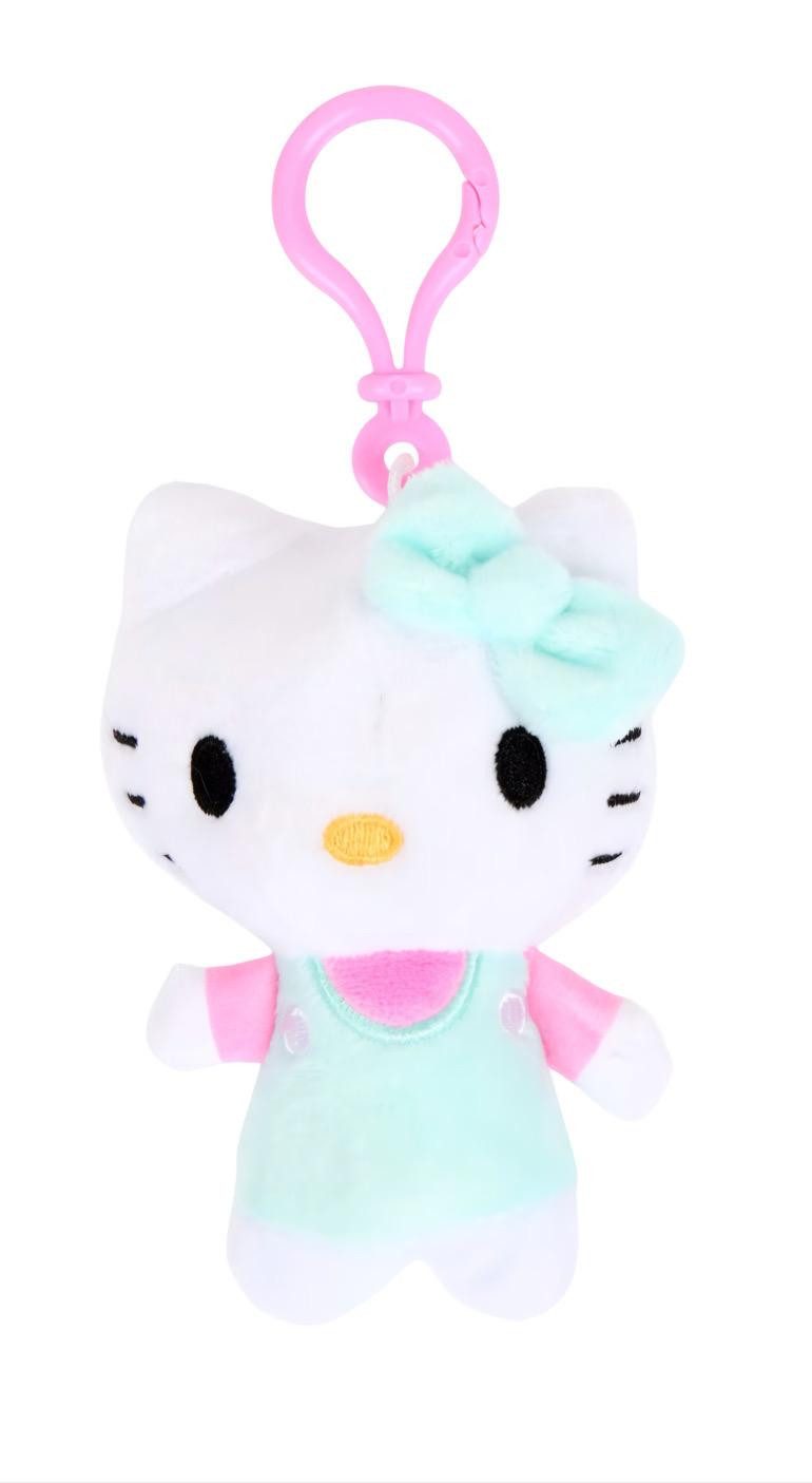 SANRIO Plüschanhänger Hello Kitty Bagclip Kuscheltier Plüsch türkis Schlüsselanhänger 12cm (Set, 1-St., Plüschtier mit Anhänger), Hello Kitty Anime Kawaii Plush Weihnachten Geschenke für Kinder