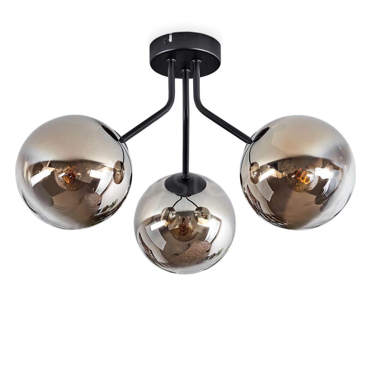 hofstein Deckenleuchte moderne Deckenlampe aus Metall/Glas in Schwarz/Rauch günstig online kaufen