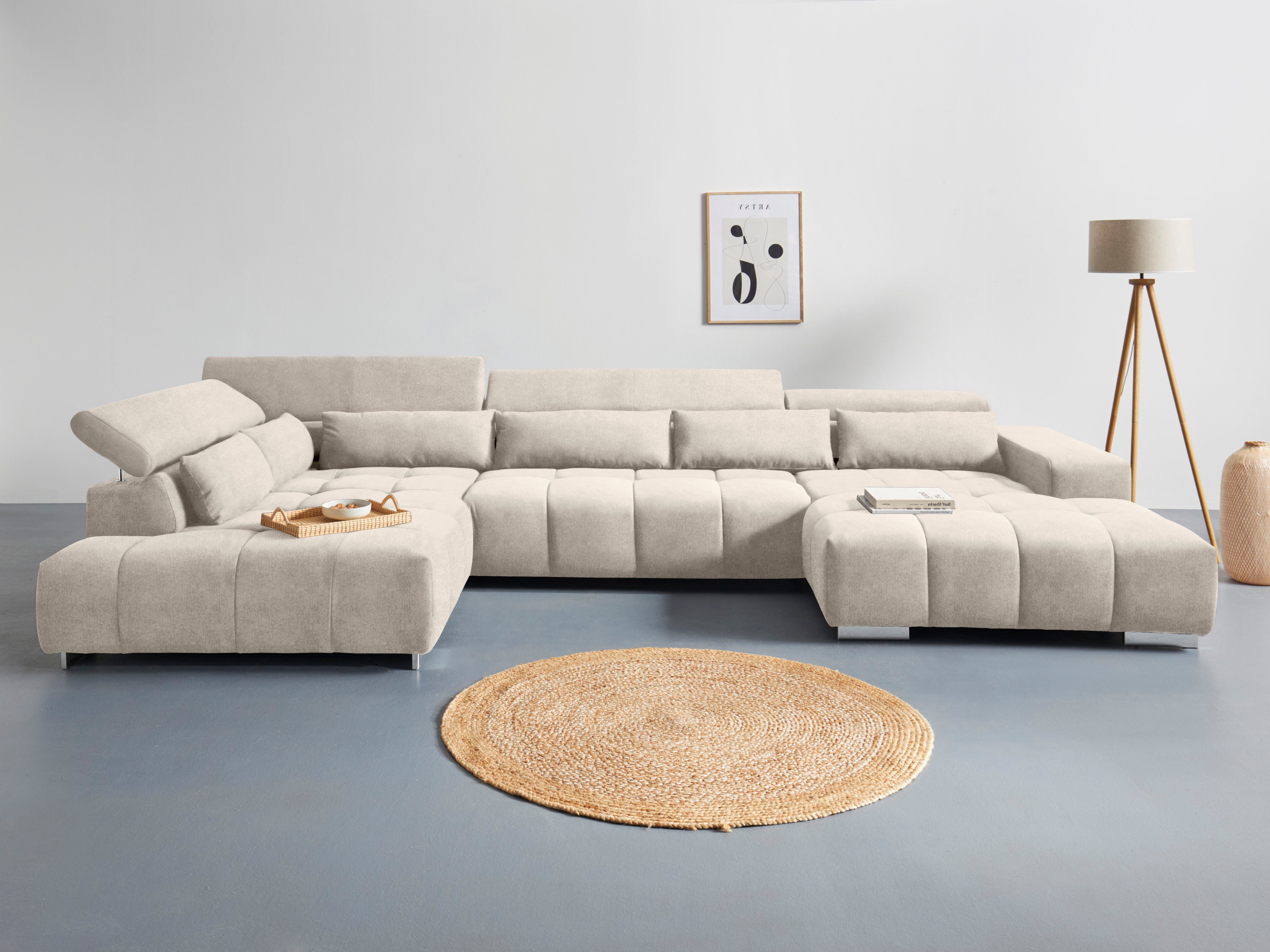 COTTA Wohnlandschaft "Orion U-Form", mit Kopfteilverstellung & 6 Nierenkiss günstig online kaufen