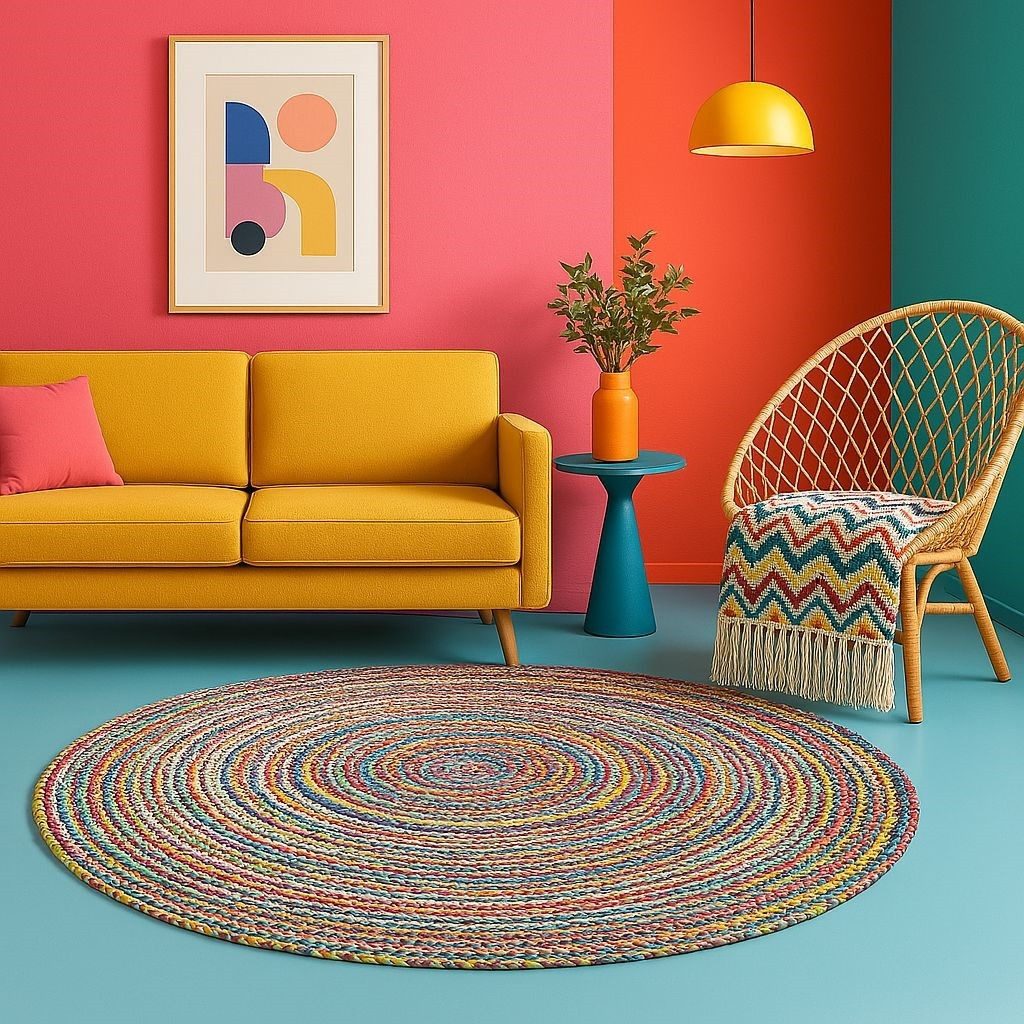 Wohnando Teppich MY-RUG Teppich Boho Circles, aus Jute & Baumwolle 100x100 günstig online kaufen