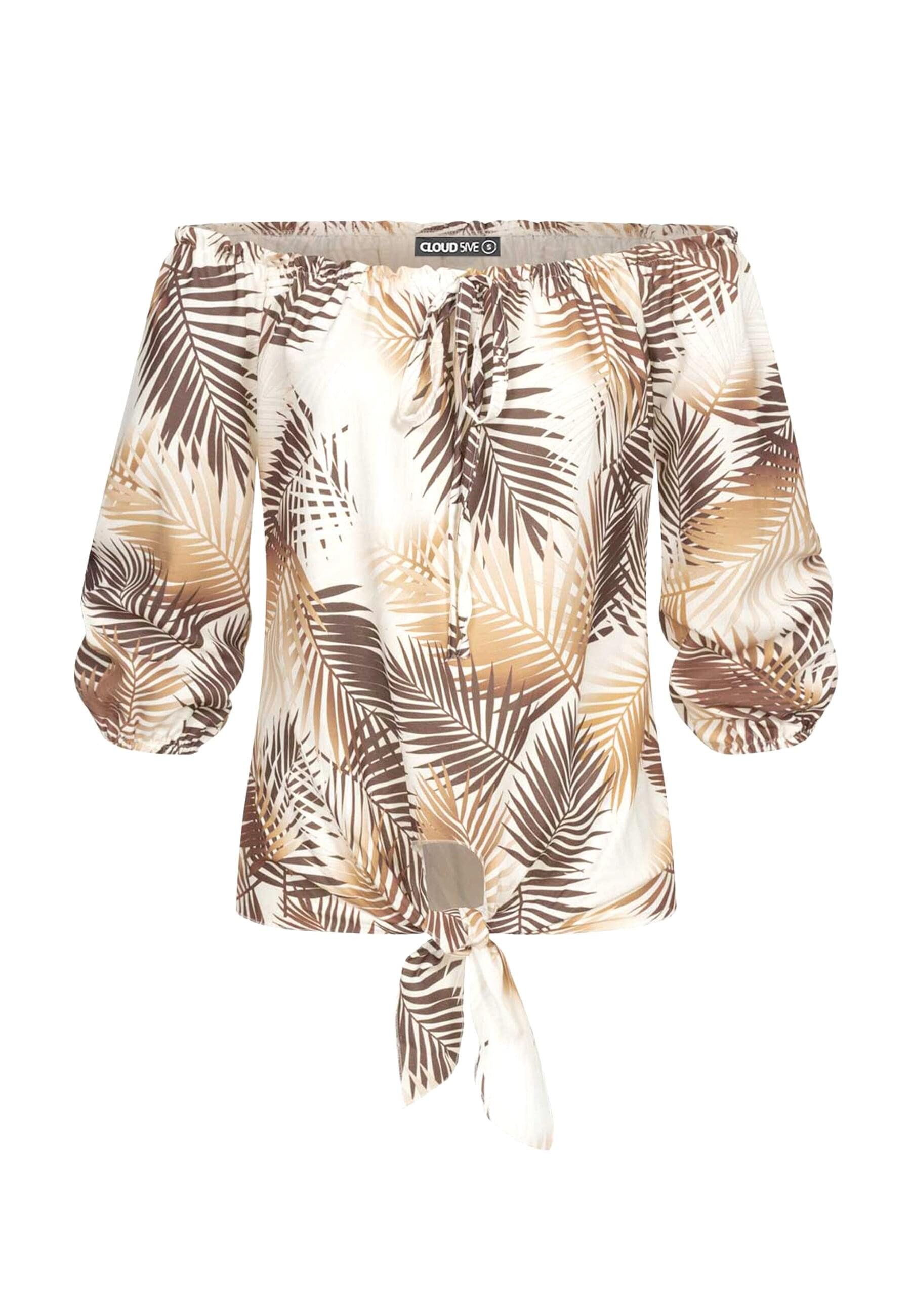 CLOUD 5IVE T-Shirt CLOUD 5IVE Off-Shoulder Bluse mit Knotendetail und Rüschen (1-tlg)