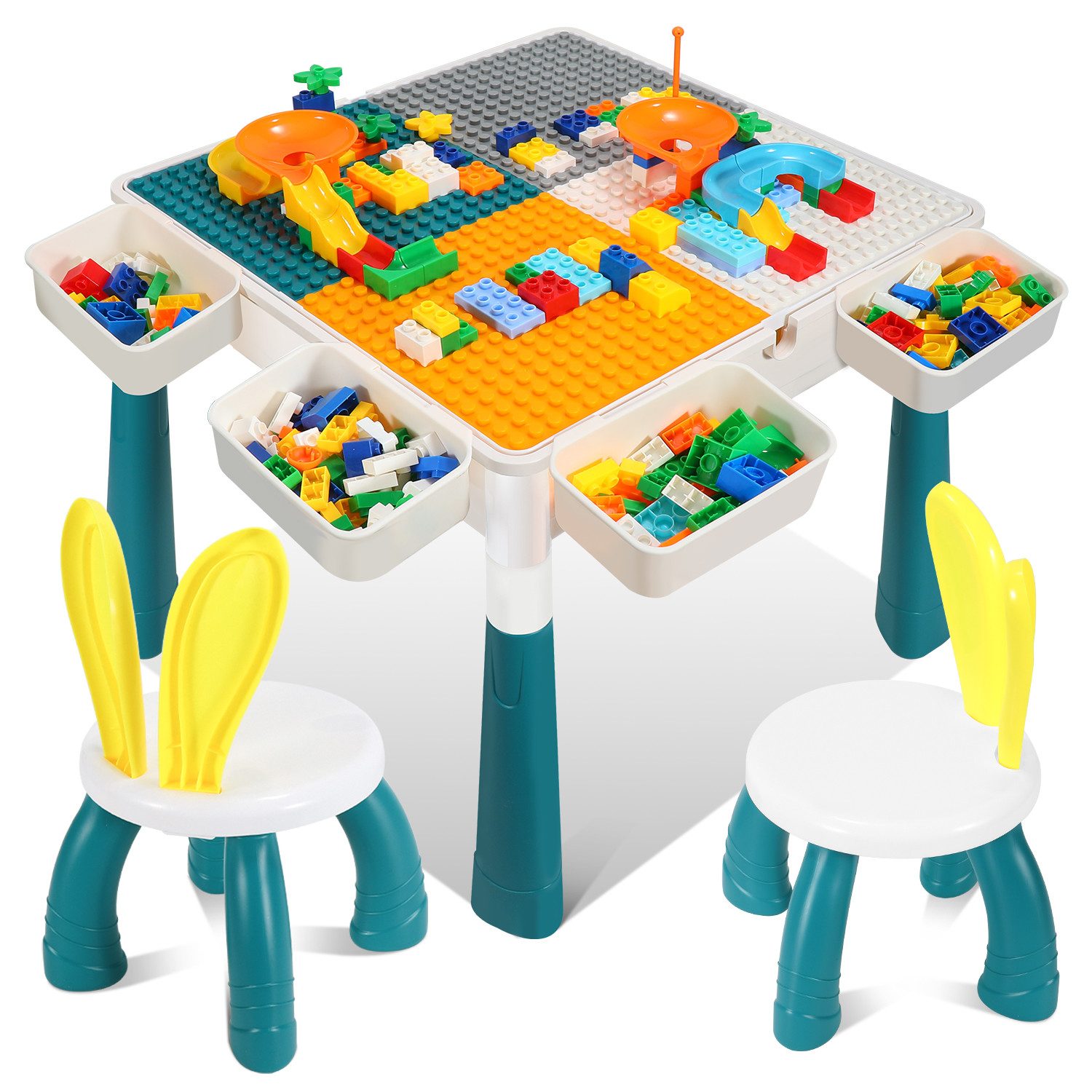Clanmacy Kindersitzgruppe Kindertisch Spieltisch Kinder mit 251 Bausteine T günstig online kaufen