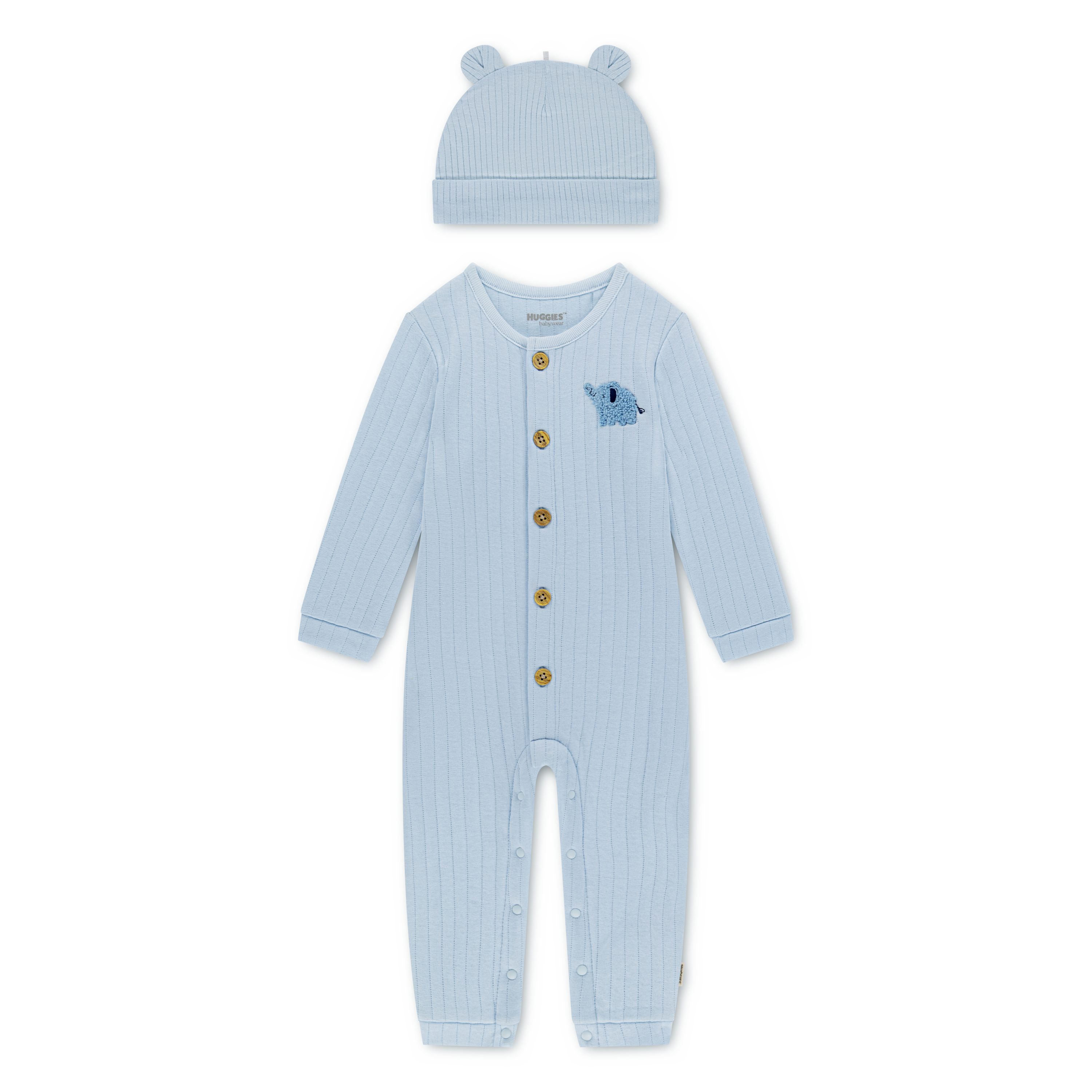 HUGGIES babywear Neugeborenen-Geschenkset HUGB COVERALL ATTACHMENT (Set, 2-tlg) mit passendem Mützchen