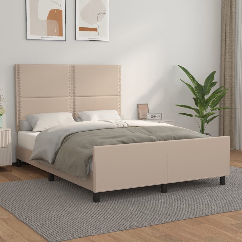 vidaXL Bett, Bettgestell mit Kopfteil Cappuccino-Braun 140x200 cm Kunstlede günstig online kaufen