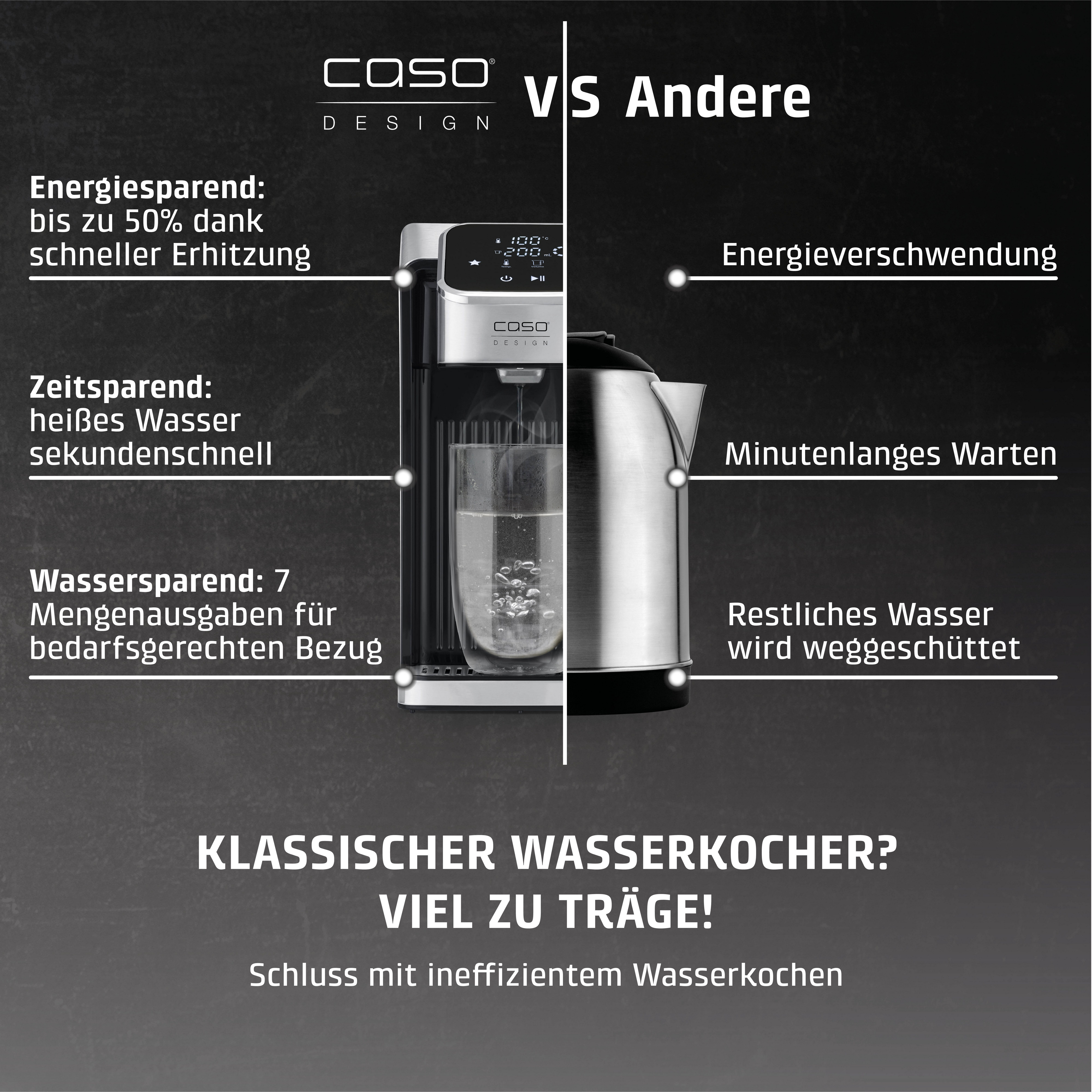 Caso Heißwasserspender HW 666 Inox UV, 2600 W, 7 Temperatureinstellungen, 7 Mengenausgaben, 2,7 Liter Wassertank – Bild 5 von 5