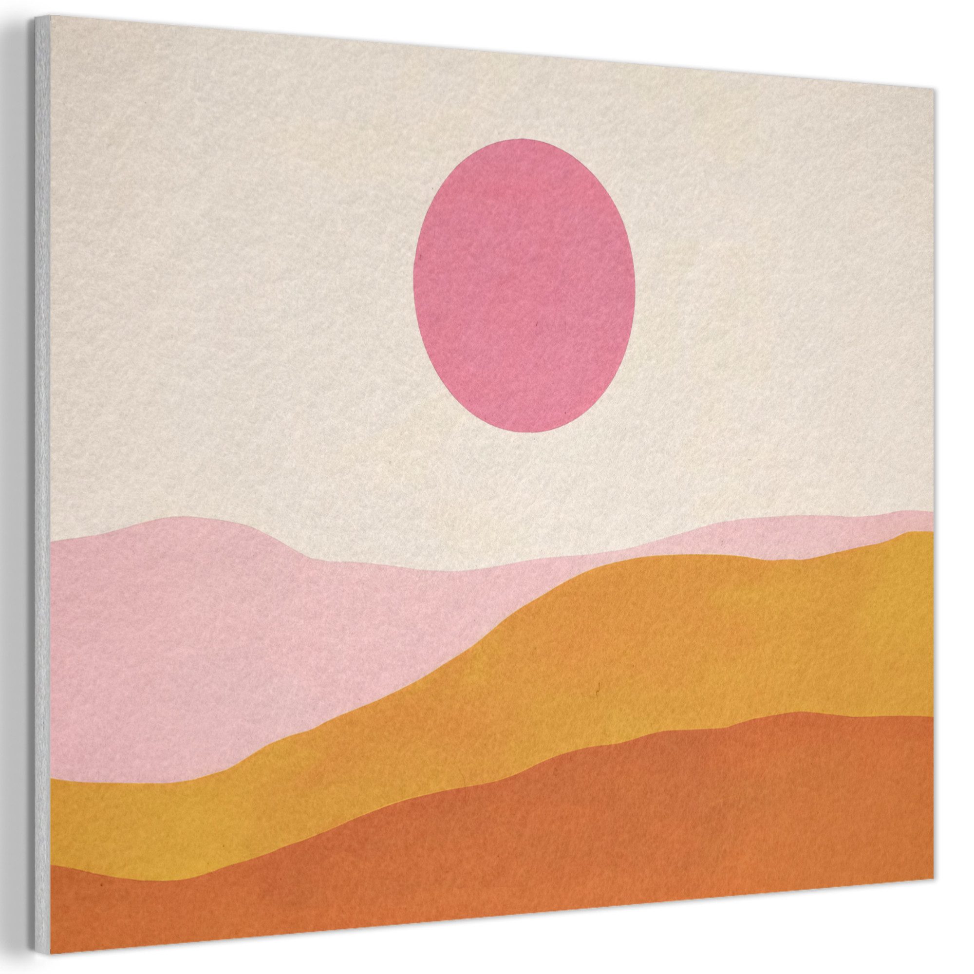 MuchoWow Gemälde Sonne - Hügel - Abstrakt - Rosa, Fotodruck (1 St), Akustik günstig online kaufen