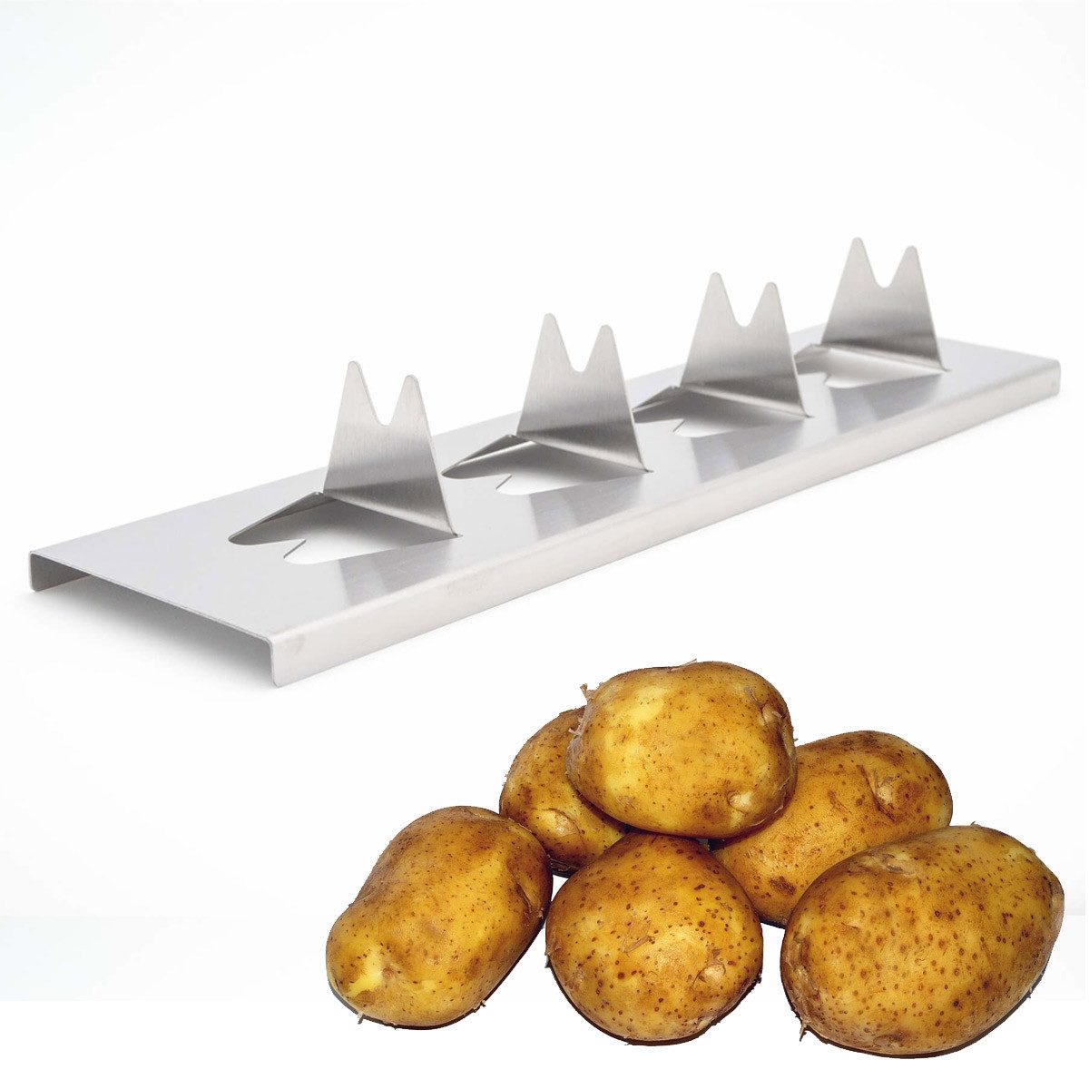 GRILL-EXPERTE Grillguthalter Kartoffel-Rack Halter für Kartoffel Gemüse Edelstahl 30 x 8 x 4,5cm, Edelstahl