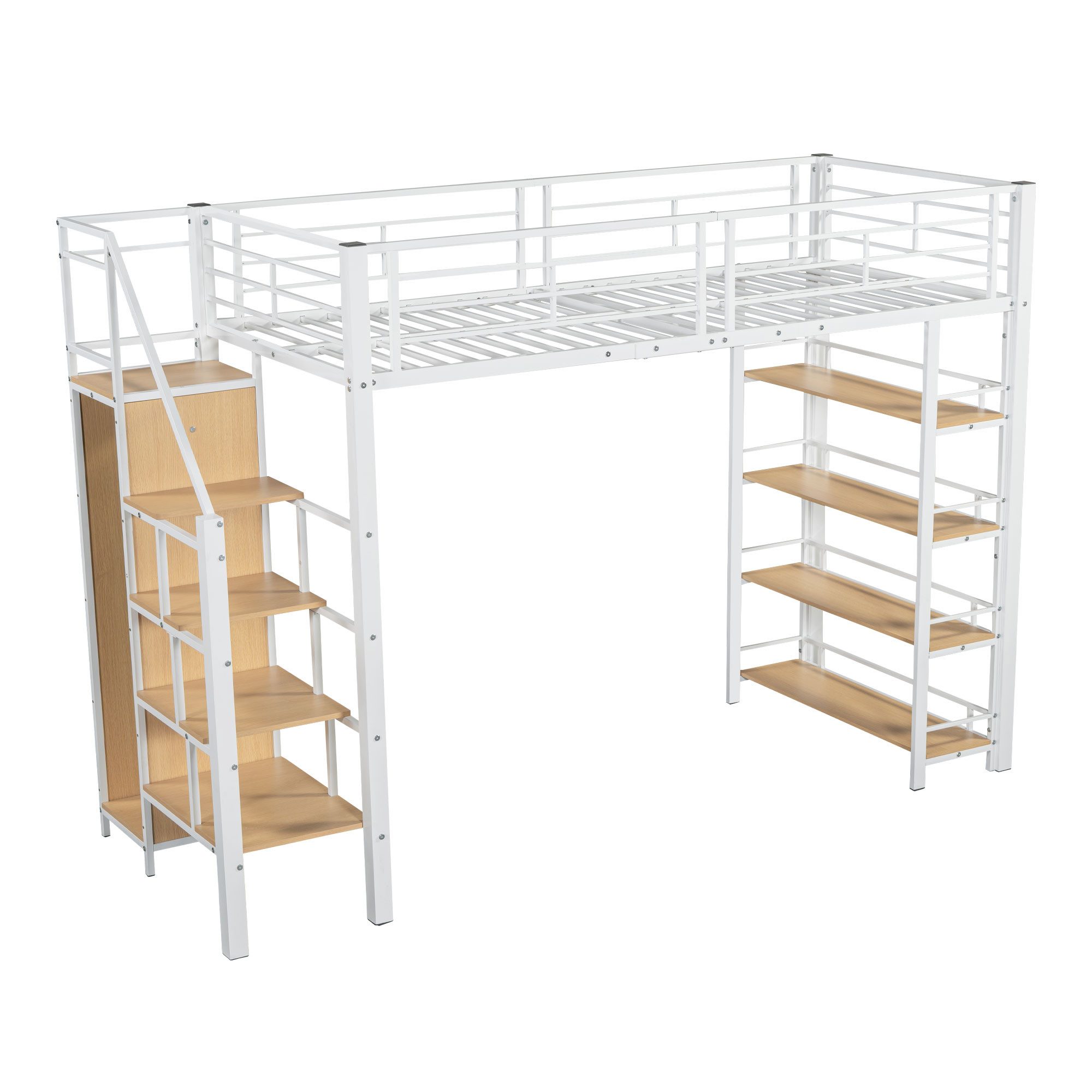 SOFTWEARY Hochbett mit Kleiderschrank und Regal günstig online kaufen