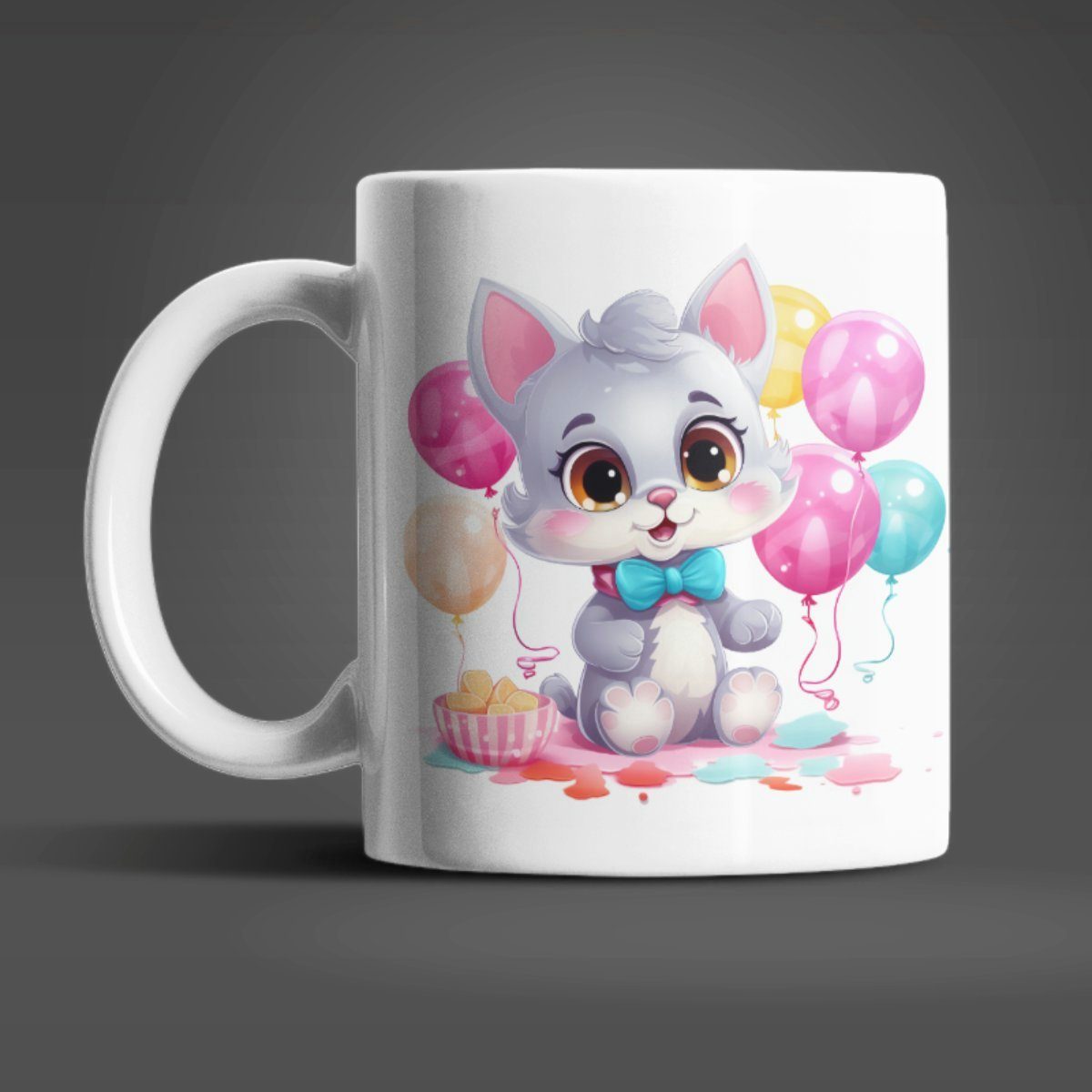 WS-Trend Tasse Süße Katze Kätzchen Kinder Teetasse Tasse Geschenkidee, Keramik, 330 ml