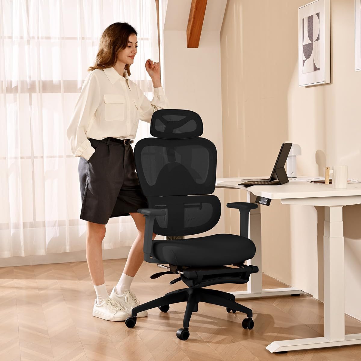 Musso Bürostuhl Ergonomischer Computerstuhl, Schreibtischstuhl, Gaming-Stuhl (1 St), Lendenstütze, 3D-Armlehnen, Kopf- & Fußstütze