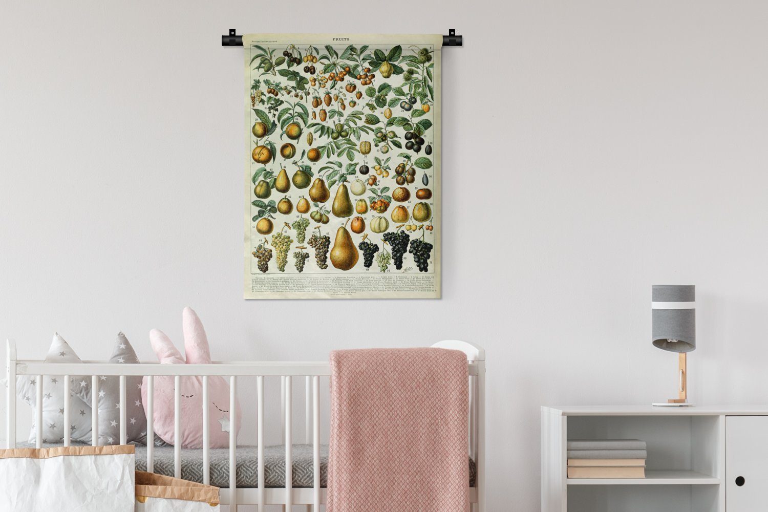 Wanddekoobjekt - Schlafzimmer - Deko MuchoWow Adolphe - Tapisserie, Jahrgang Obst der Birne für Wohnzimmer, Millot - Wand, Trauben, an