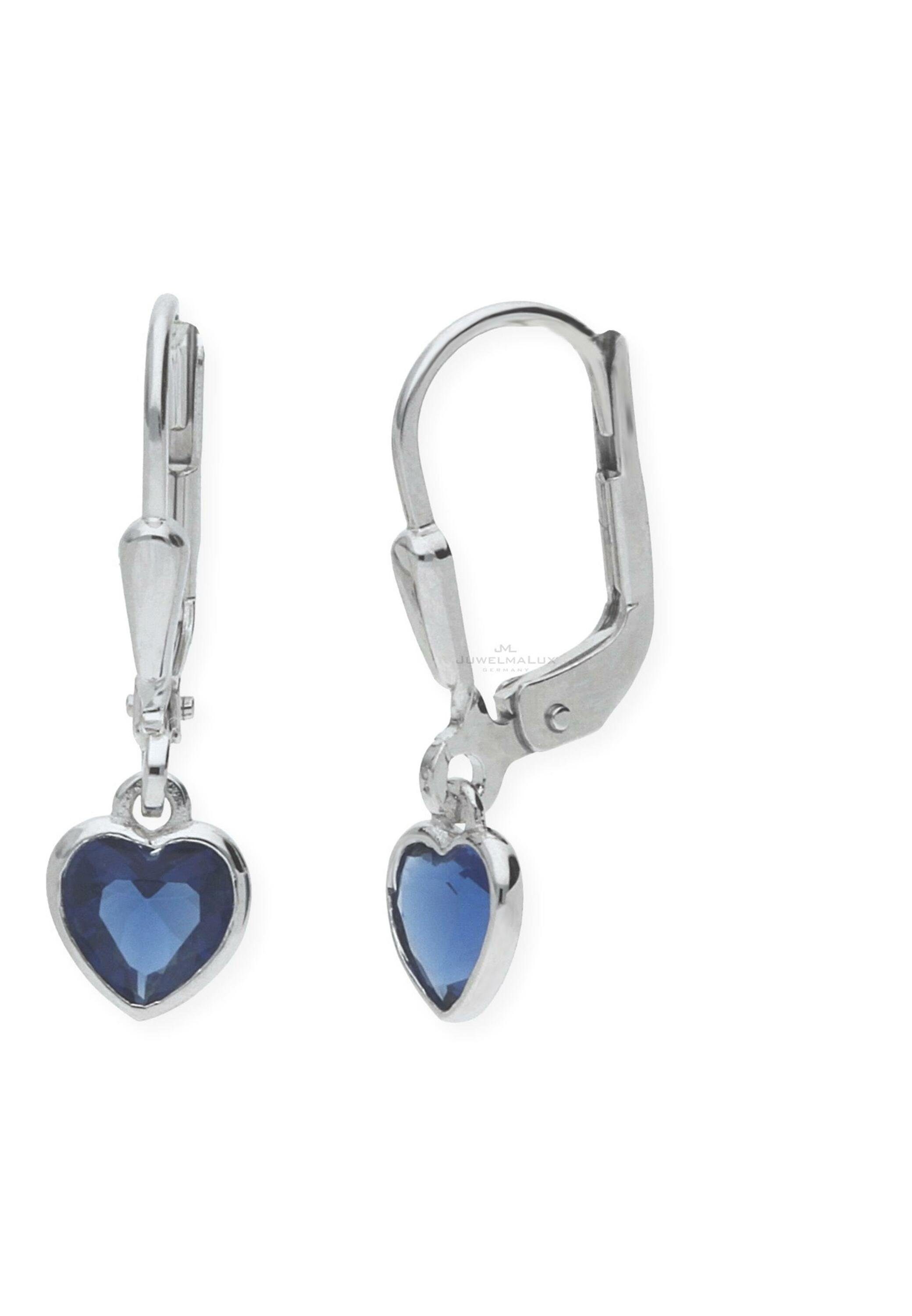 JuwelmaLux Paar Sterling Herz Ohrhänger blau 925/000 Silber Ohrhänger